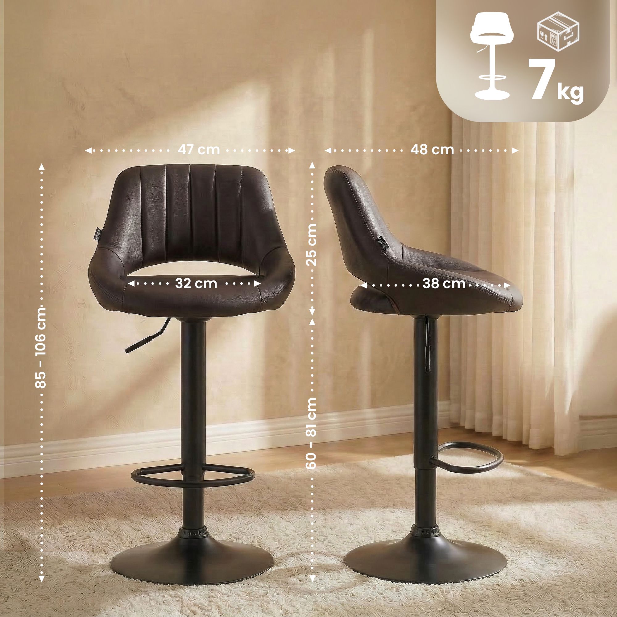 Lot de 2 tabourets de bar Milet en similicuir