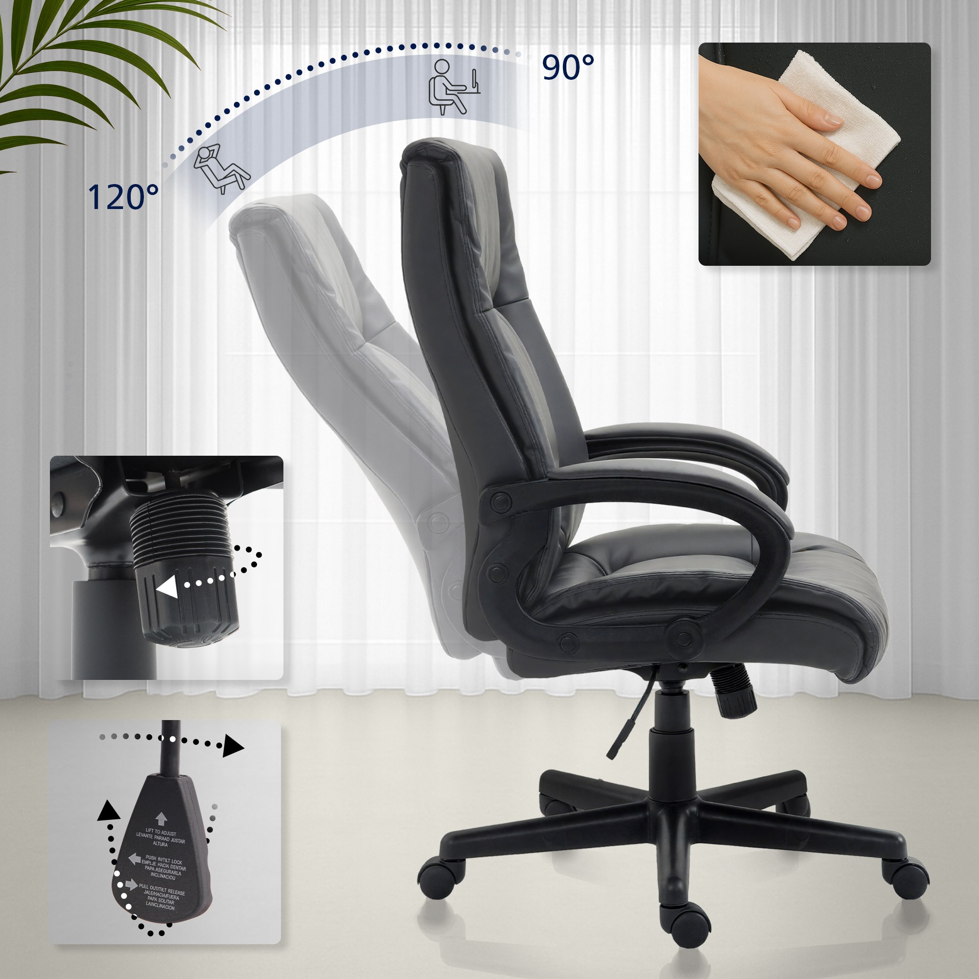 Chaise de bureau XL Sparta similicuir