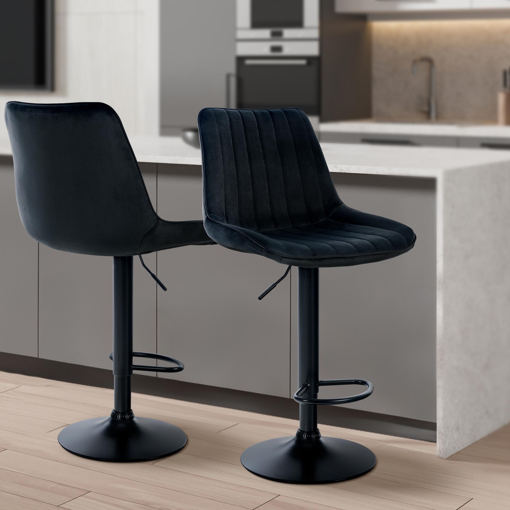 Tabouret de bar Toni en Velours Pied trompette en Métal