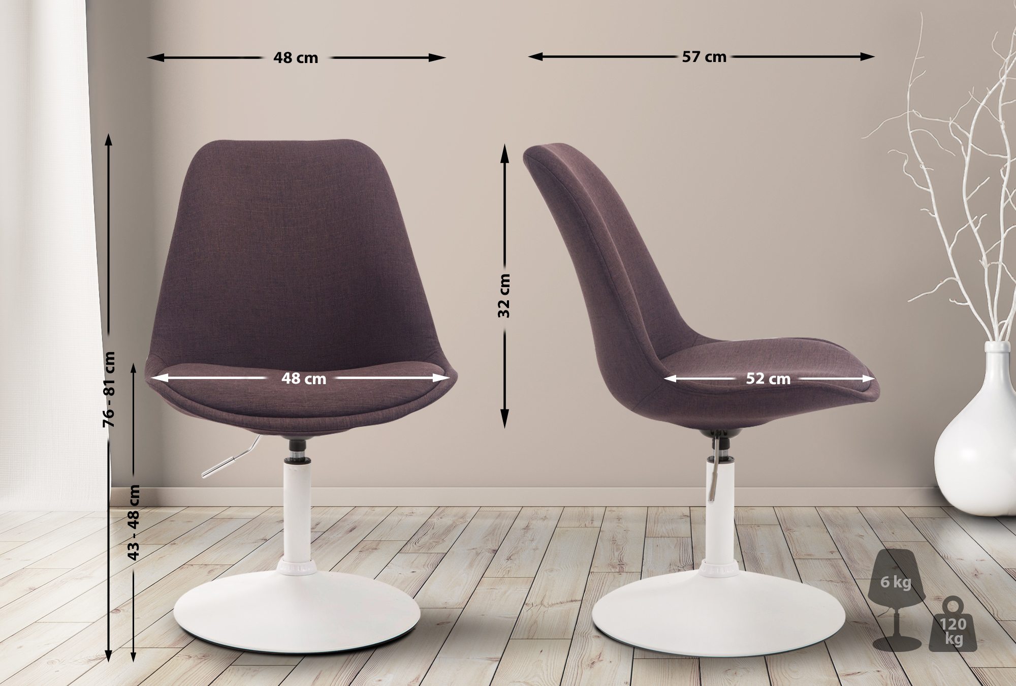 Chaise de salle à manger Maverick tissu avec pied trompette