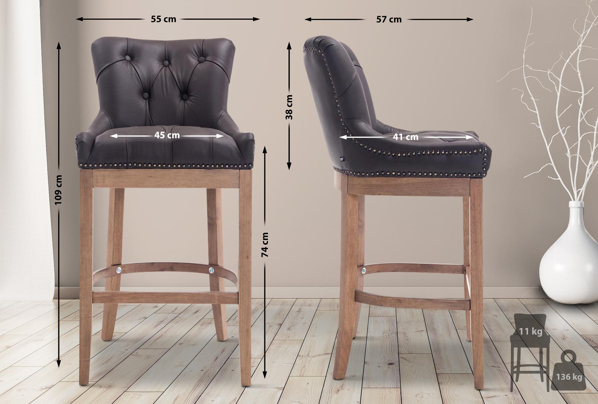 Tabouret de bar Lakewood antique-clair cuir véritable