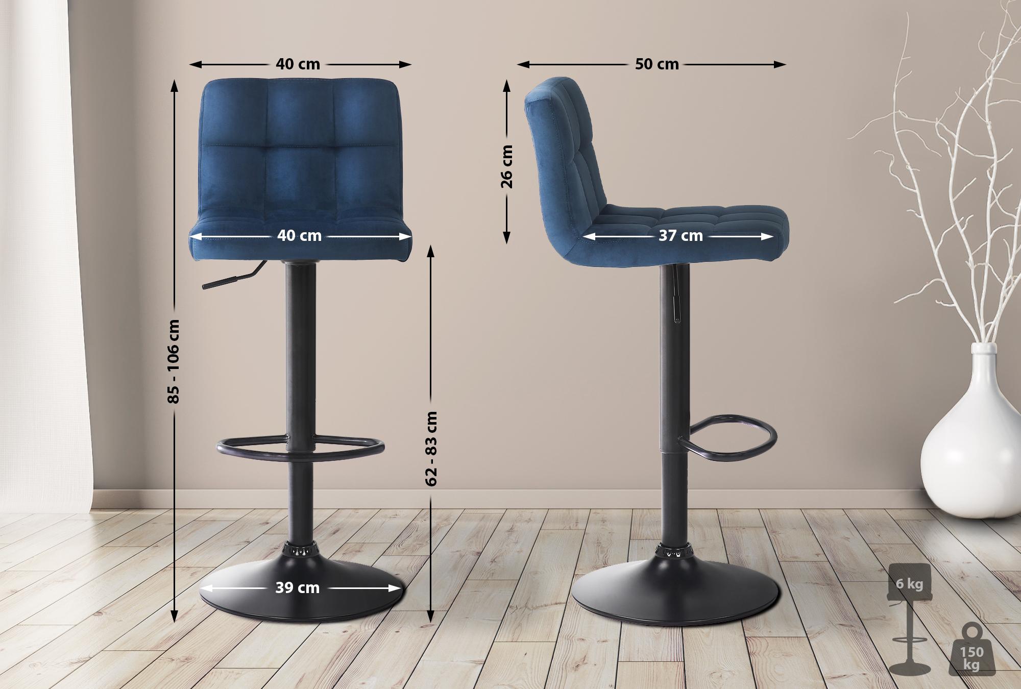 Lot de 4 tabourets de bar Feni velours