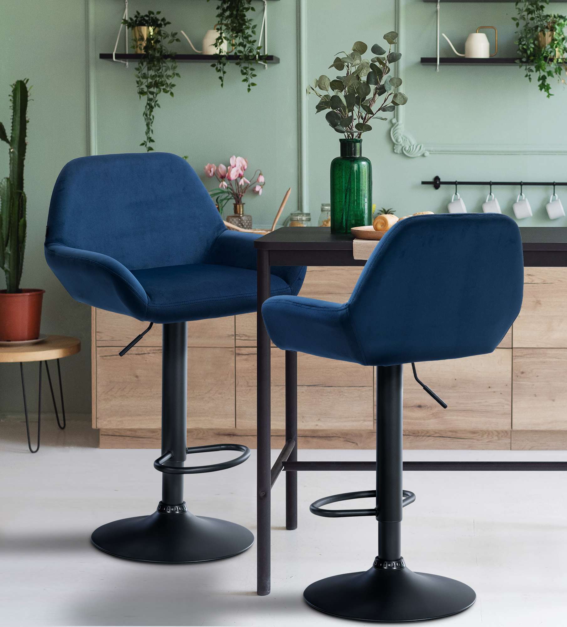 Ensemble de 2 tabourets de bar Braga en velours