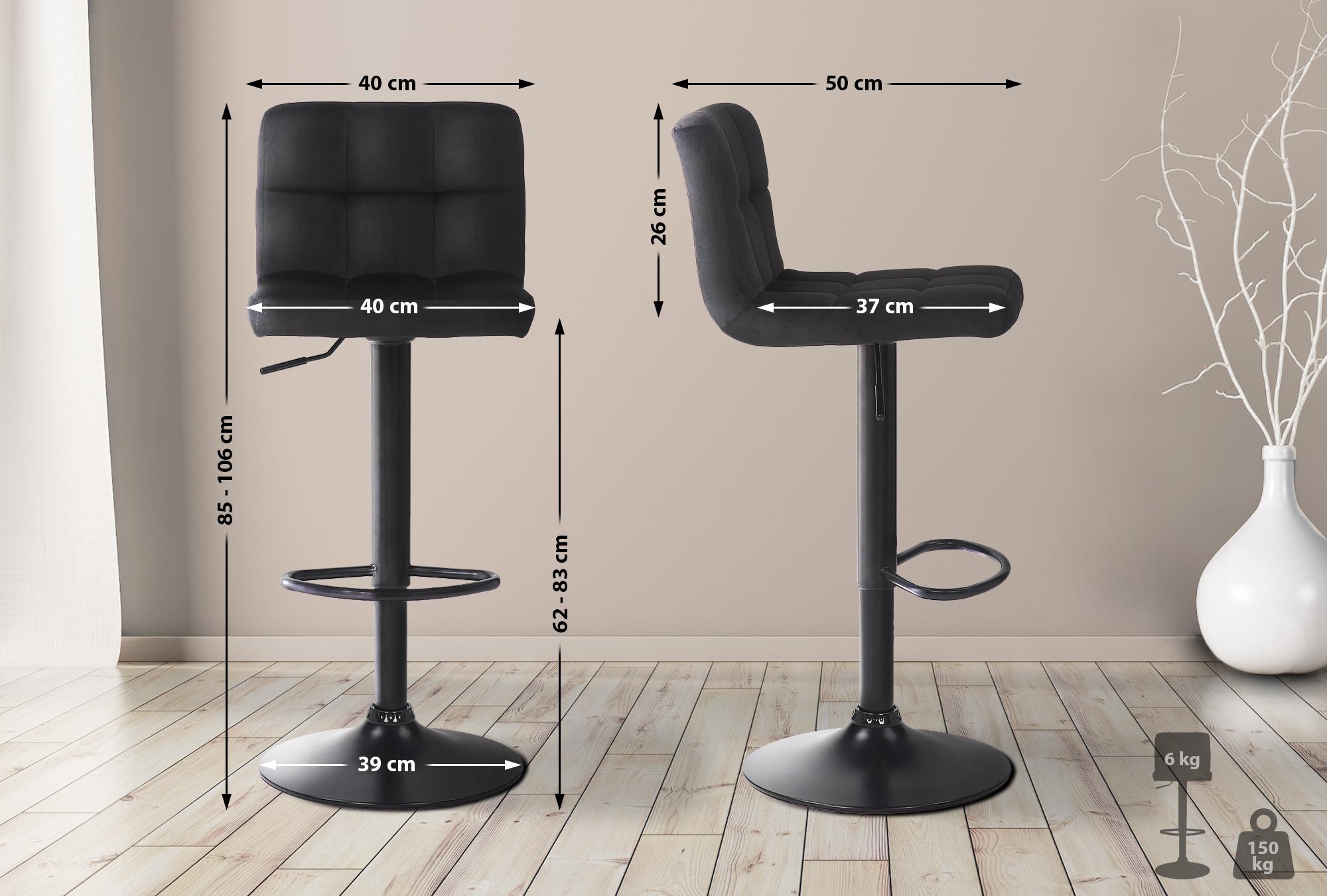 Lot de 2 Tabourets de bar Feni en velours