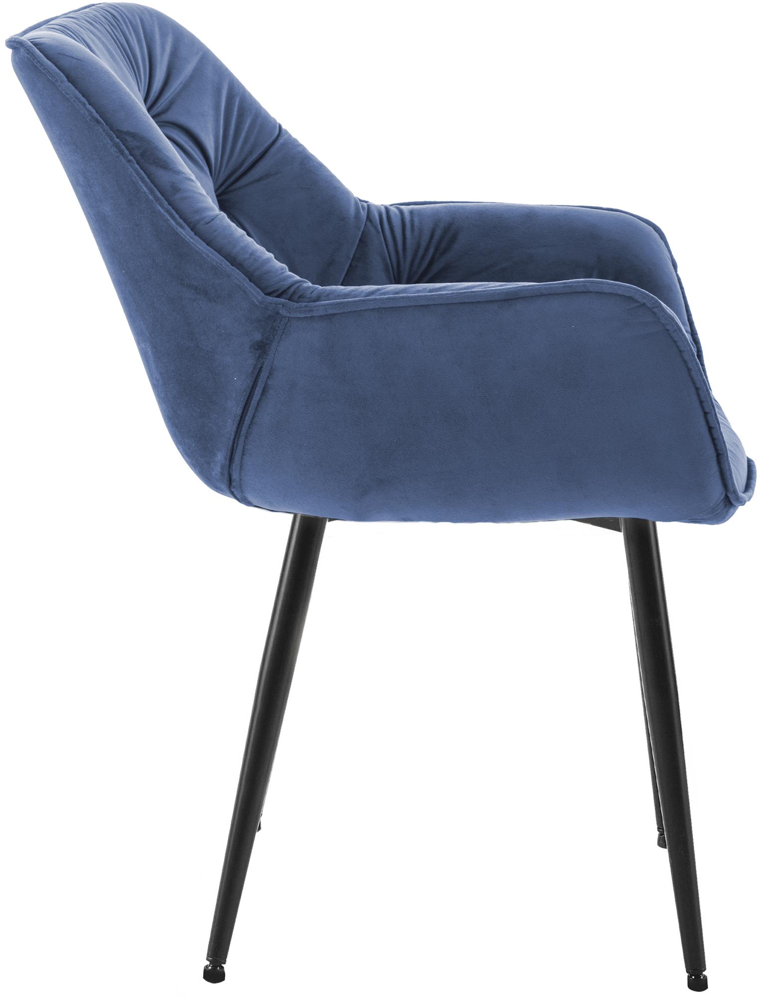 Chaise de salle à manger Tanna en Velours avec Piètement en Métal noir