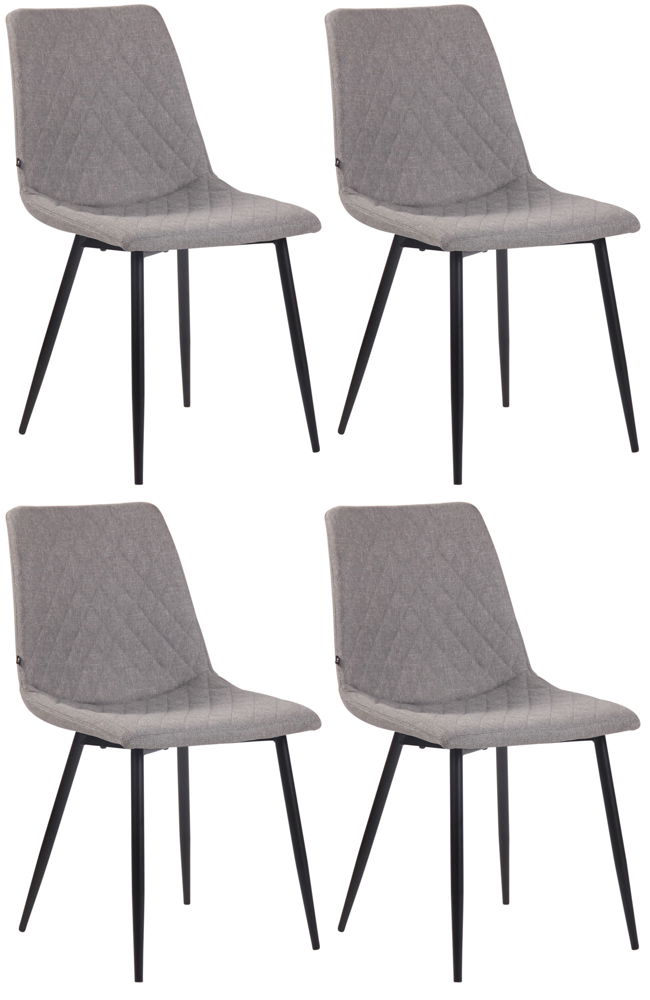 Lot de 4 chaises de salle à manger Telde en tissu avec Piètement en Métal noir mat