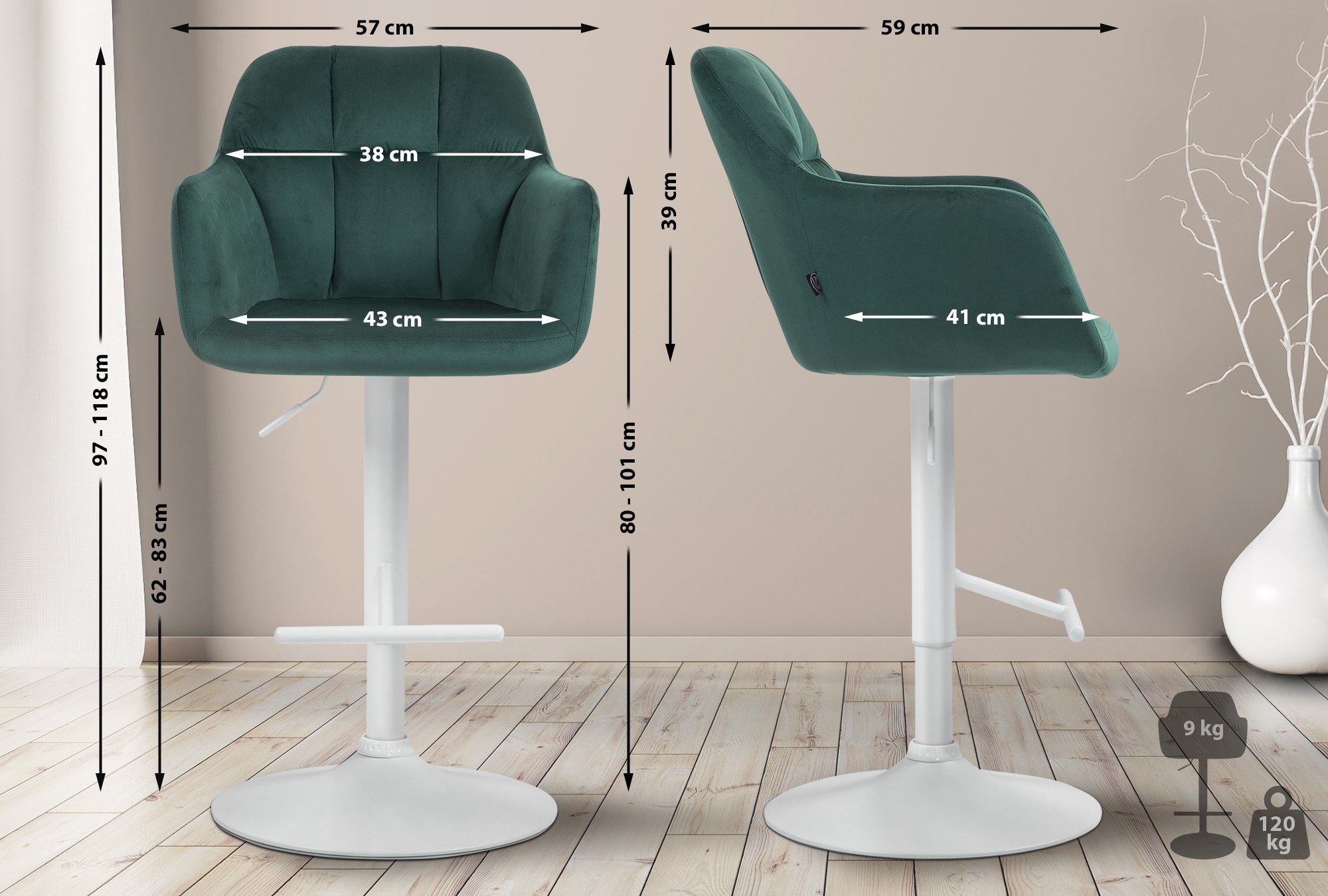 Tabouret de bar Natoma velours