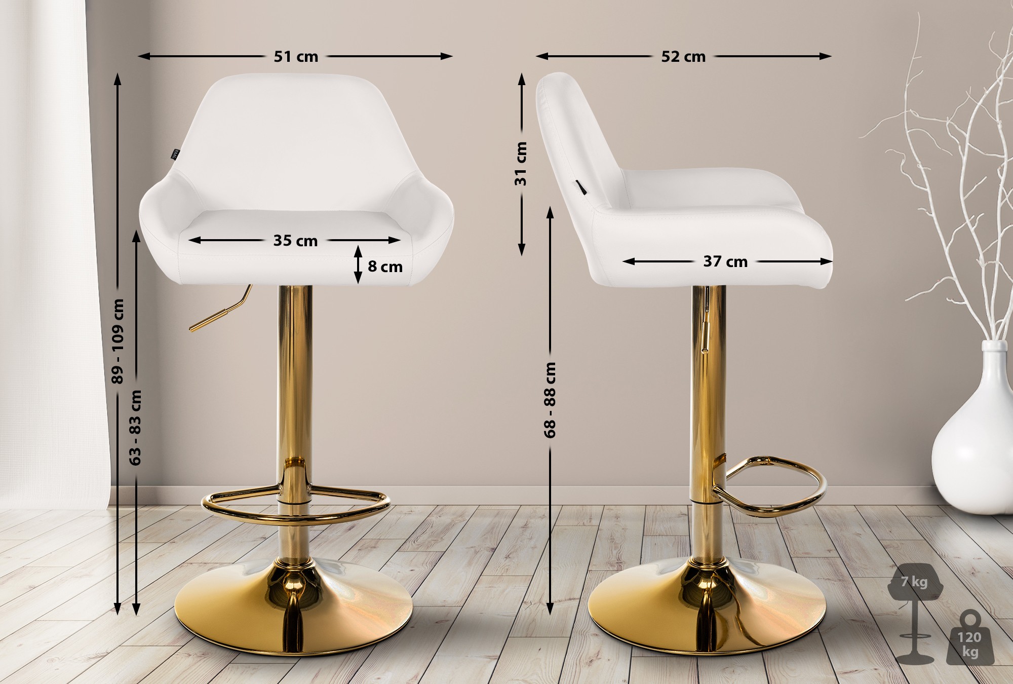 Tabouret de bar Braga Gold similicuir