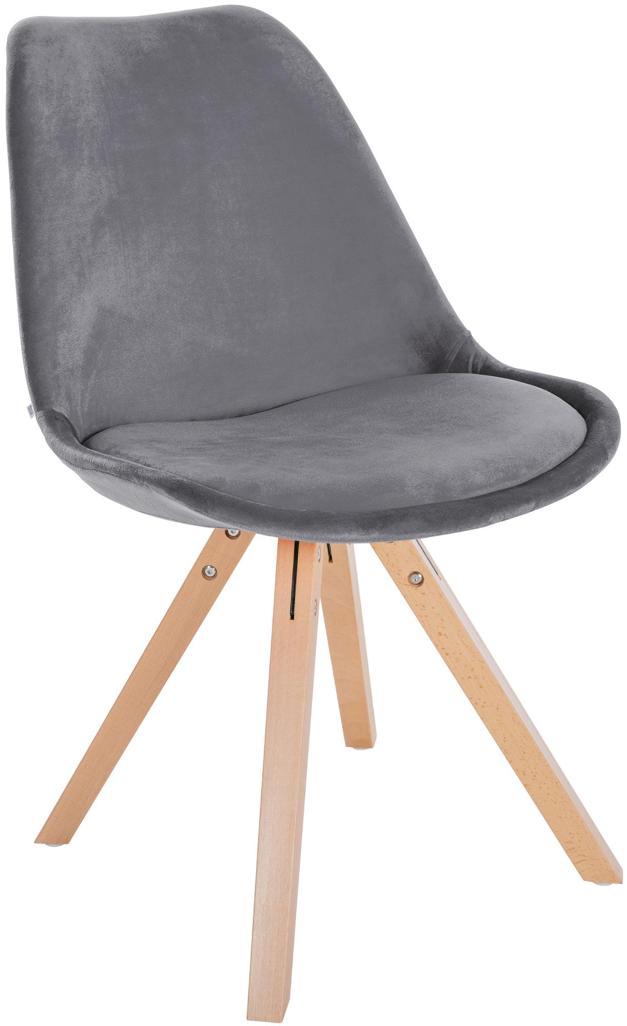 Lot de 4 chaises de salle à manger Sofia en velours Pieds en bois
