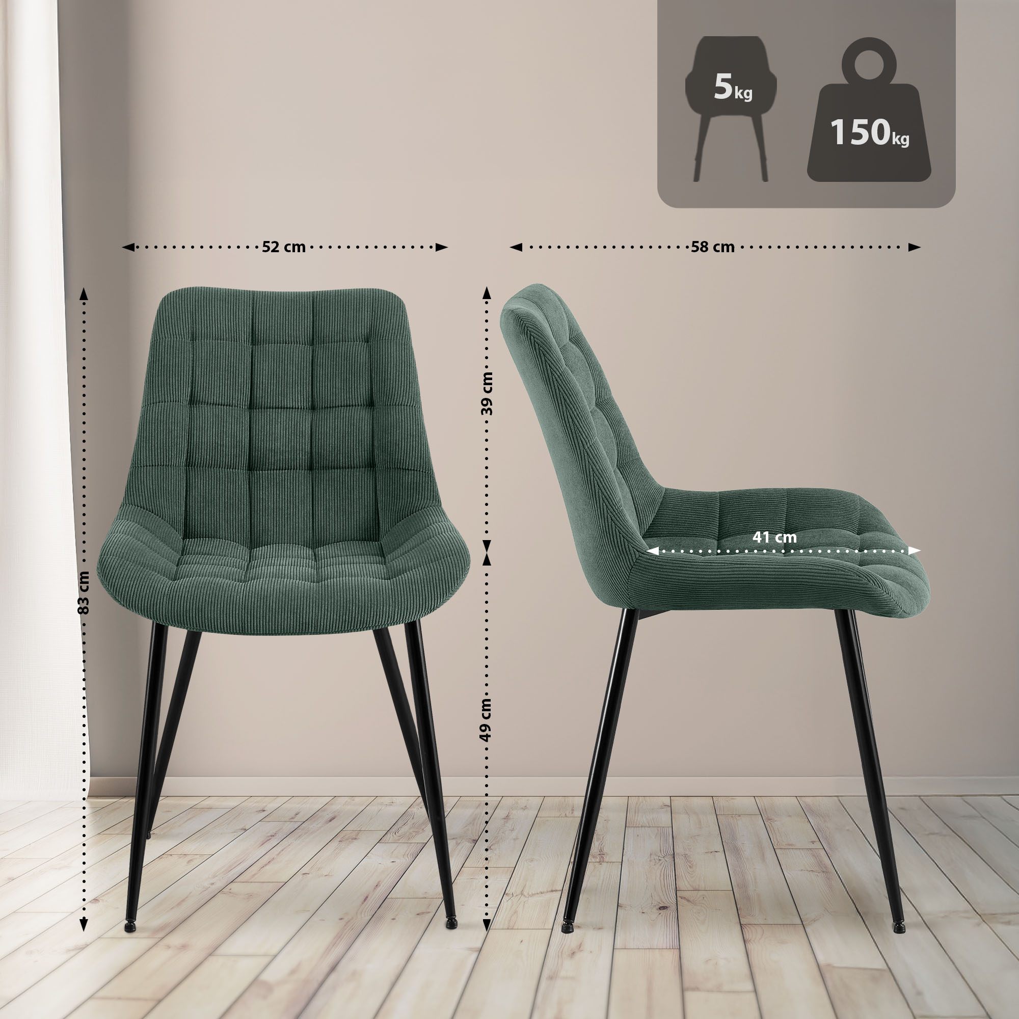 Chaise de salle à manger Sardna Cord