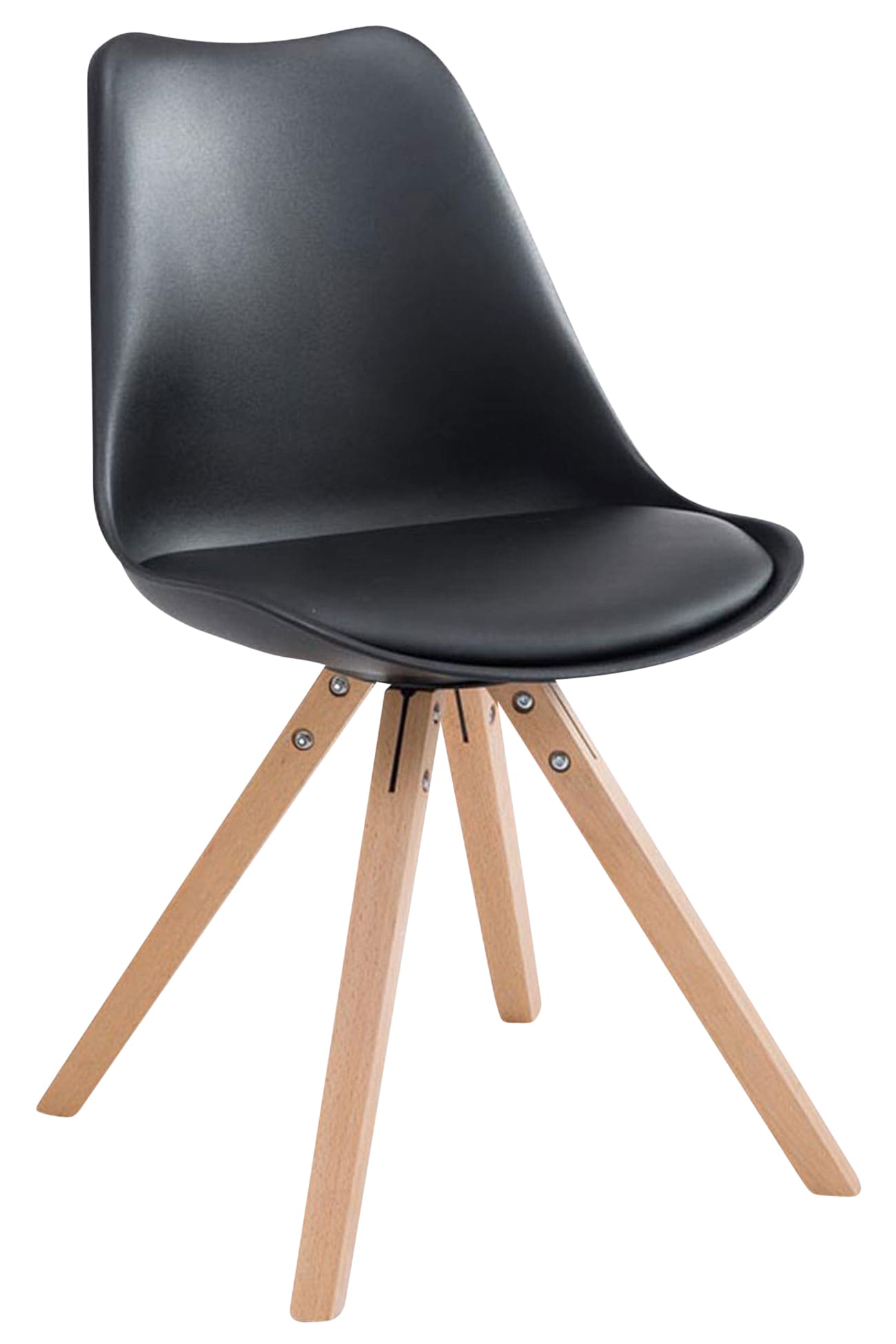 Lot de 4 Chaises de salle à manger Toulouse similicuir Pieds carrés bois