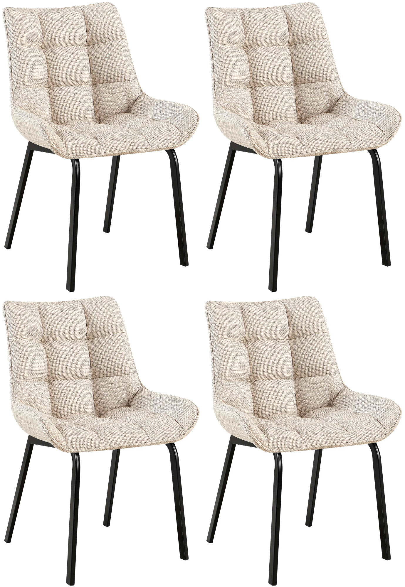 4 x Chaise Saranda en Tissu avec matellassage élégant