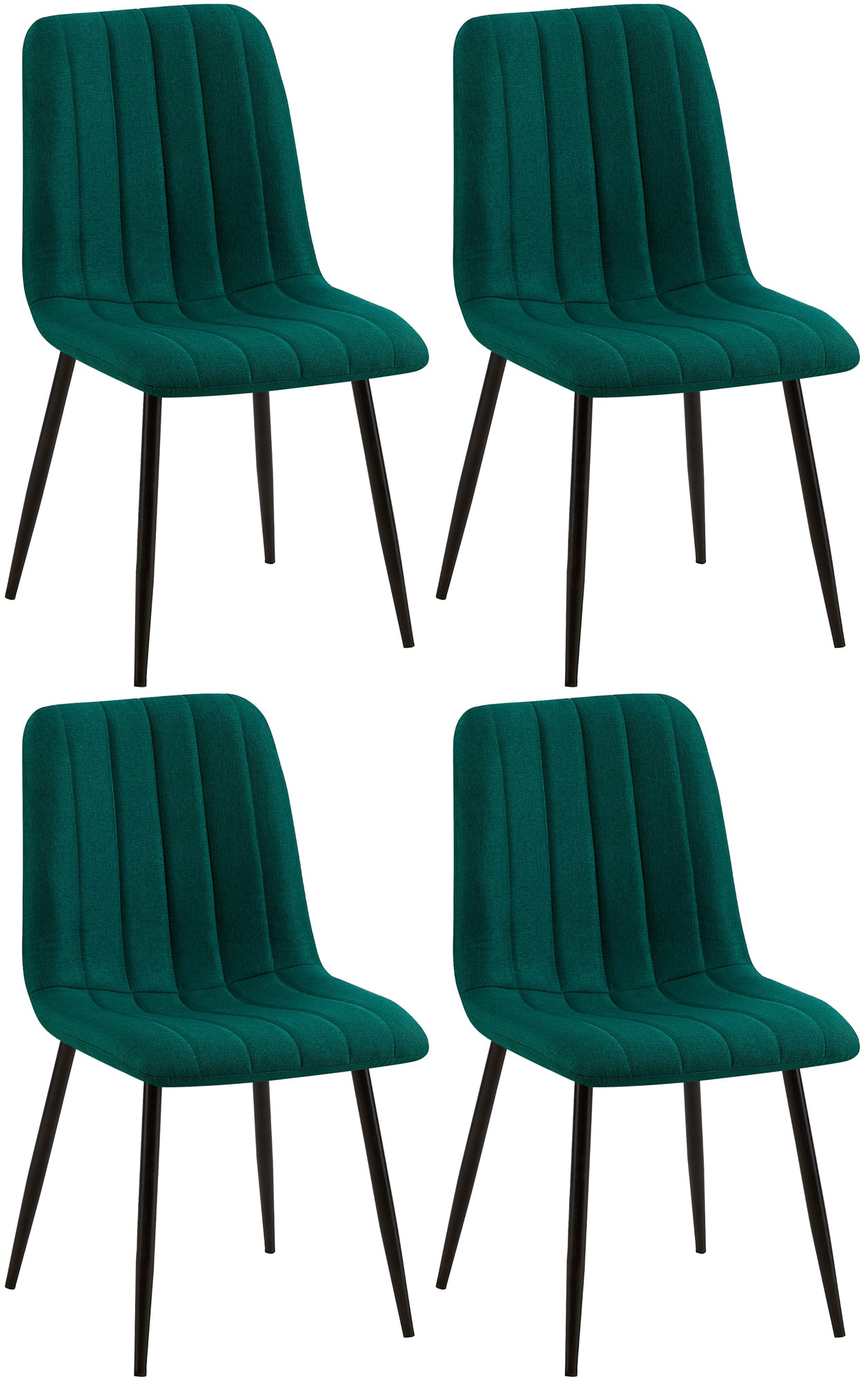Lot de 4 Chaises de salle à manger Dijon avec Piètement en métal noir