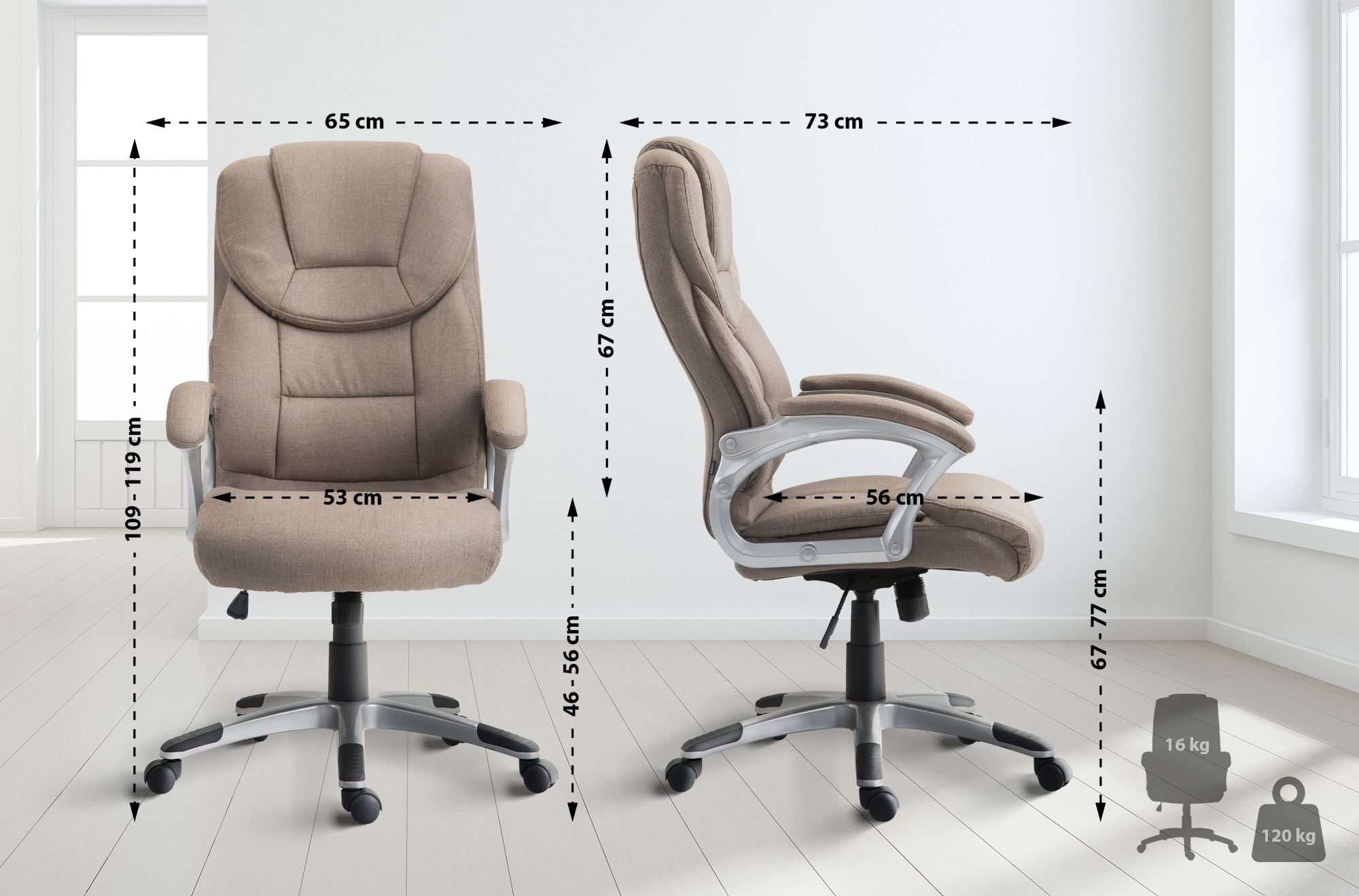 Fauteuil de bureau XL Texas tissu