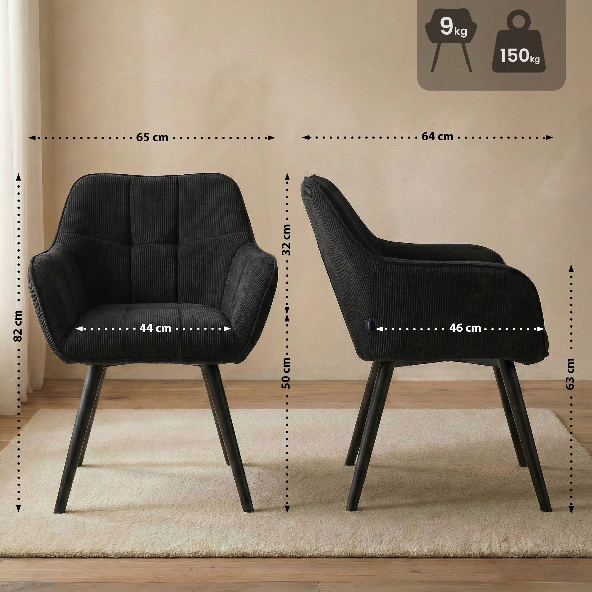 Chaise de salle à manger Vienna Cord