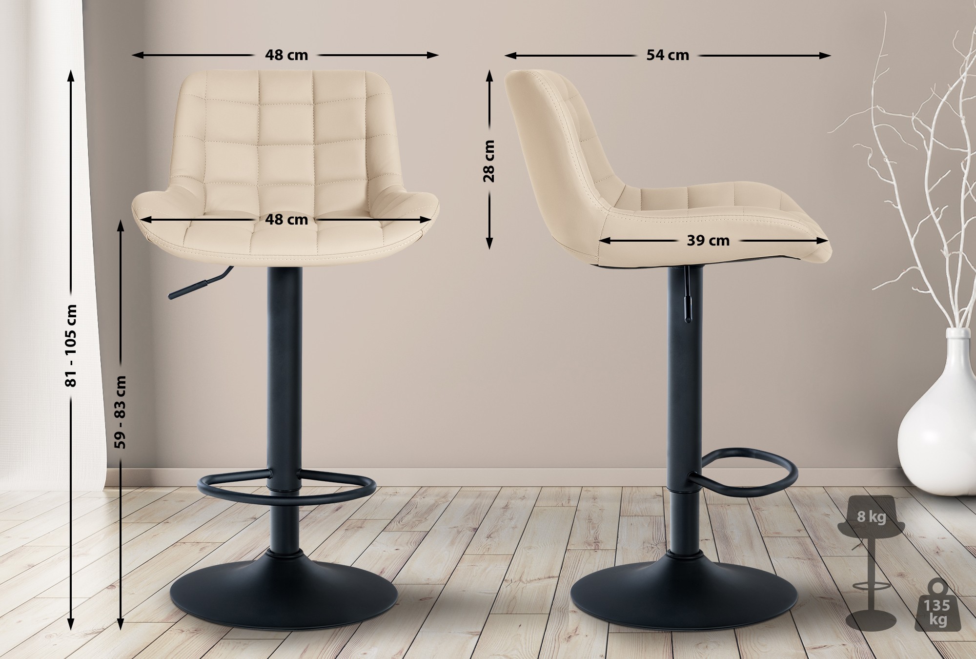 Lot de 2 tabourets de bar Tover