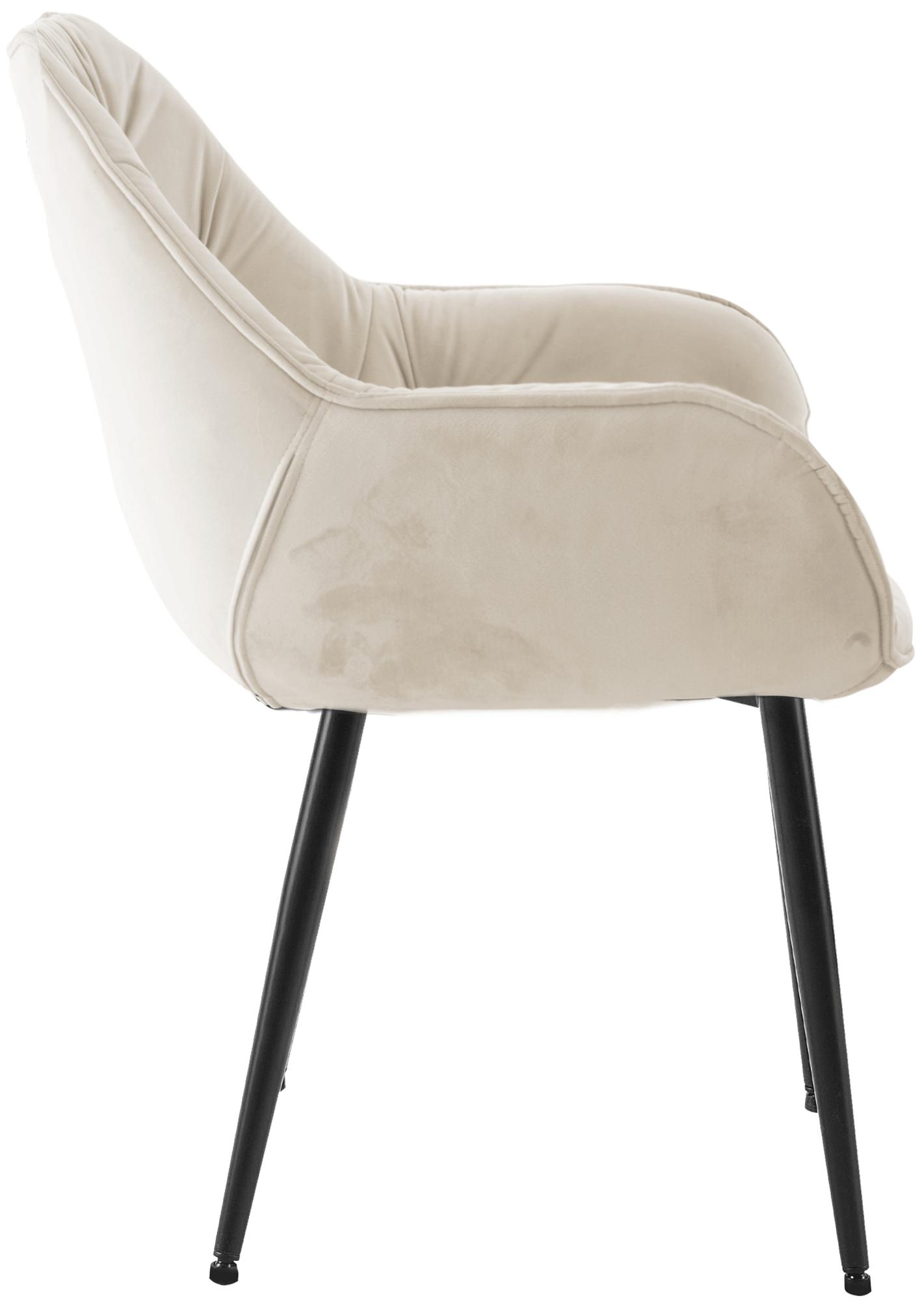 Chaise de salle à manger Tanna en Velours avec Piètement en Métal noir