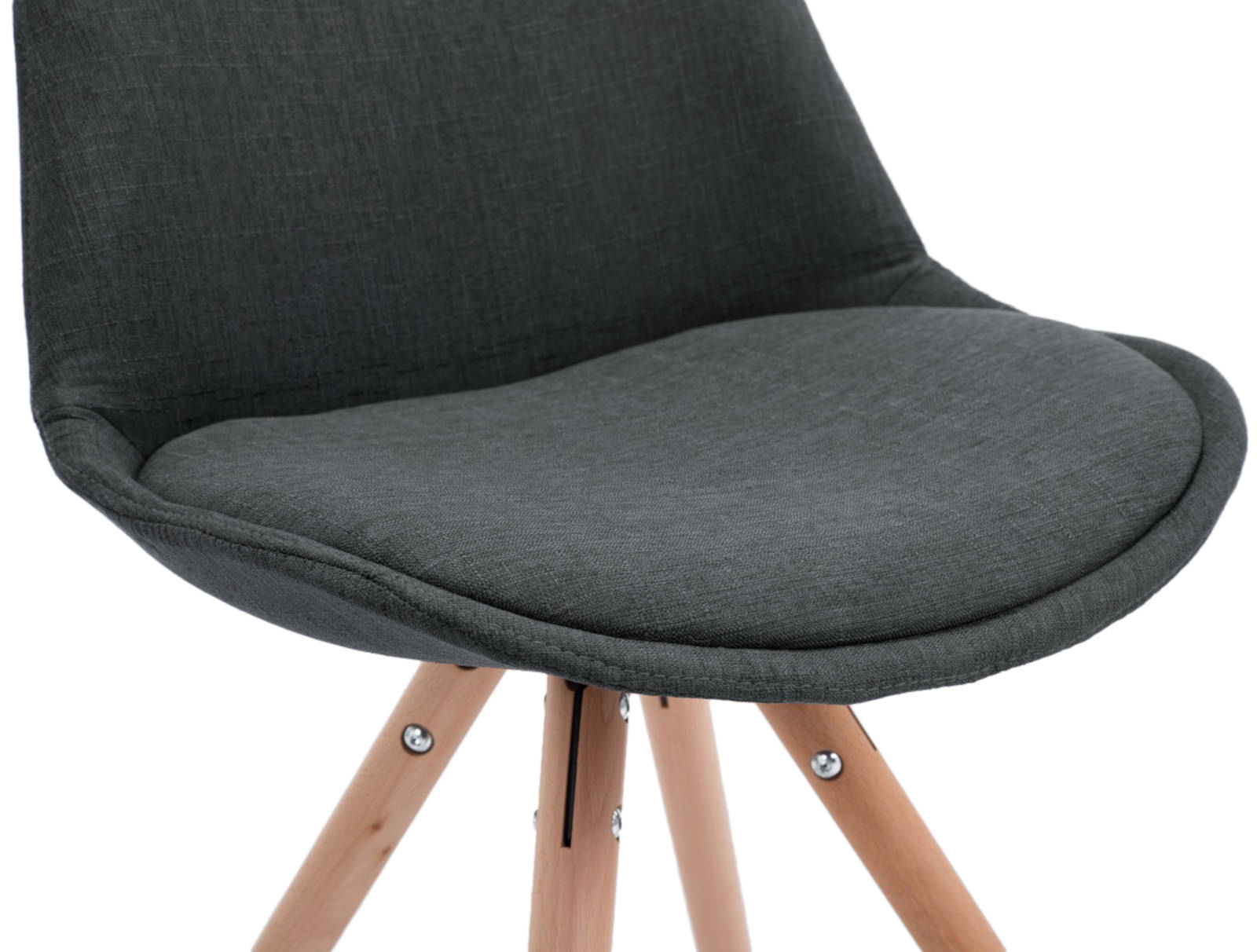 Lot de 4 Chaises de salle à manger Toulouse Tissu Pieds ronds bois