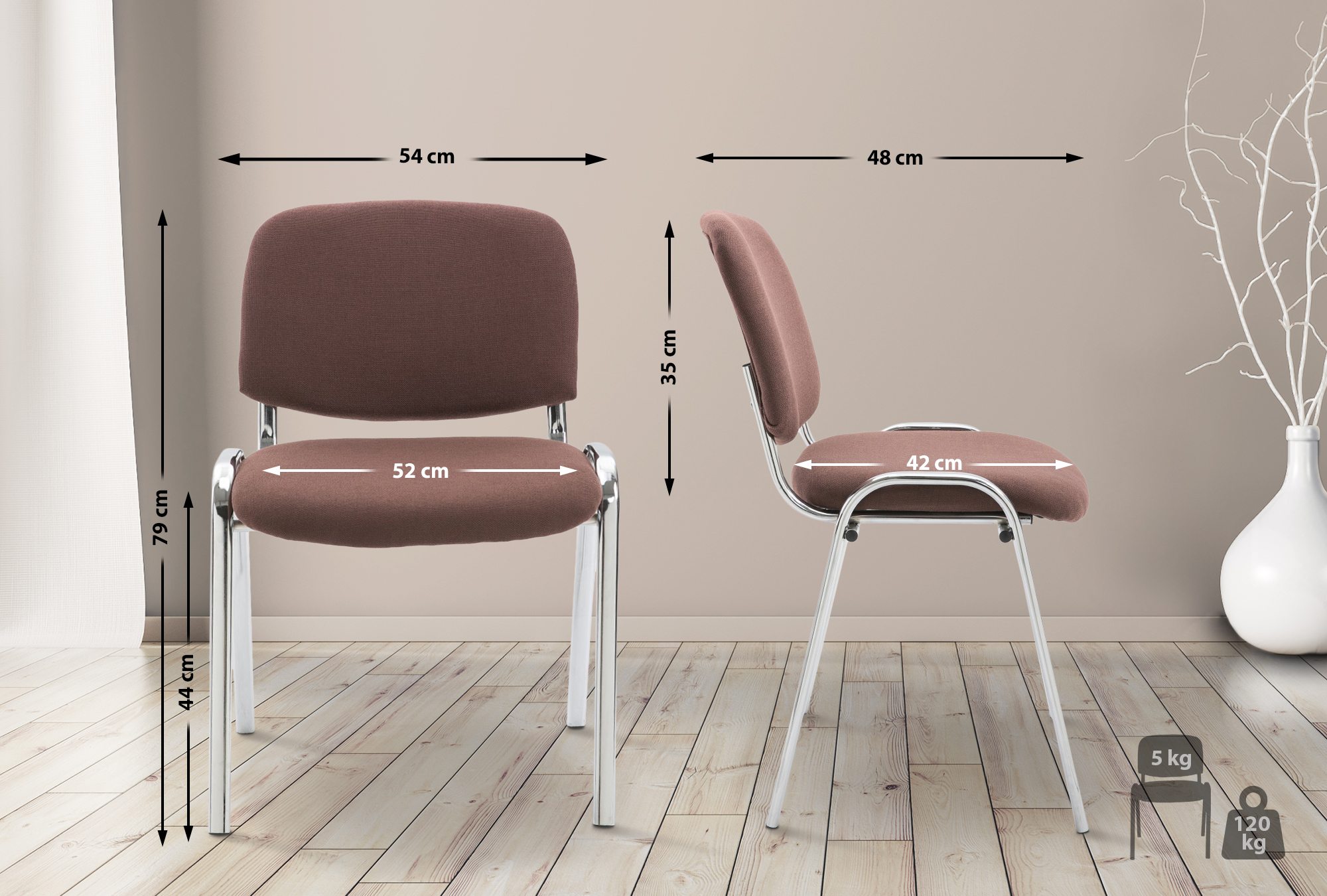 Chaise visiteur Ken support chromé tissu
