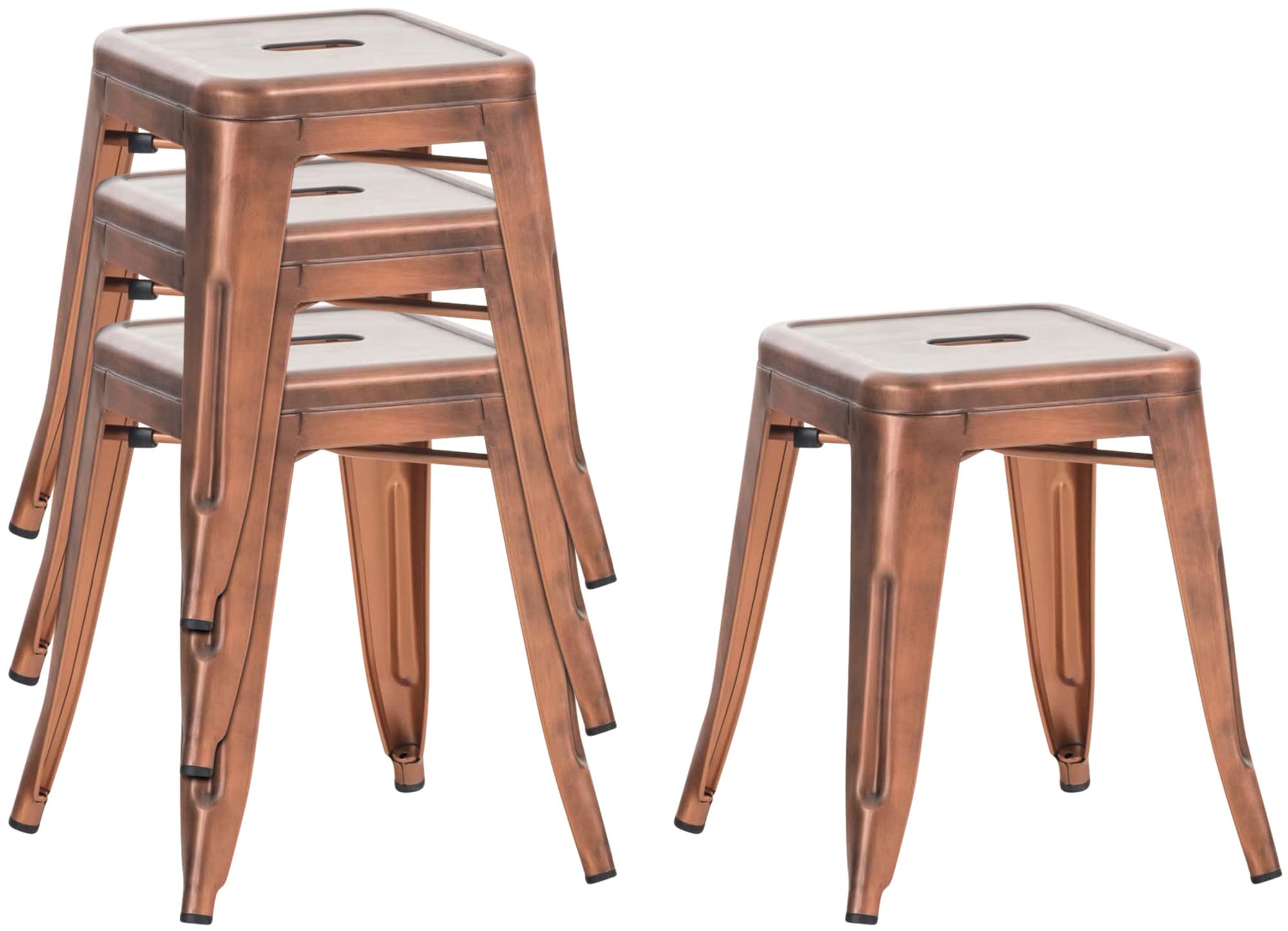 Lot de 4 tabourets bas au style industriel Armin en métal