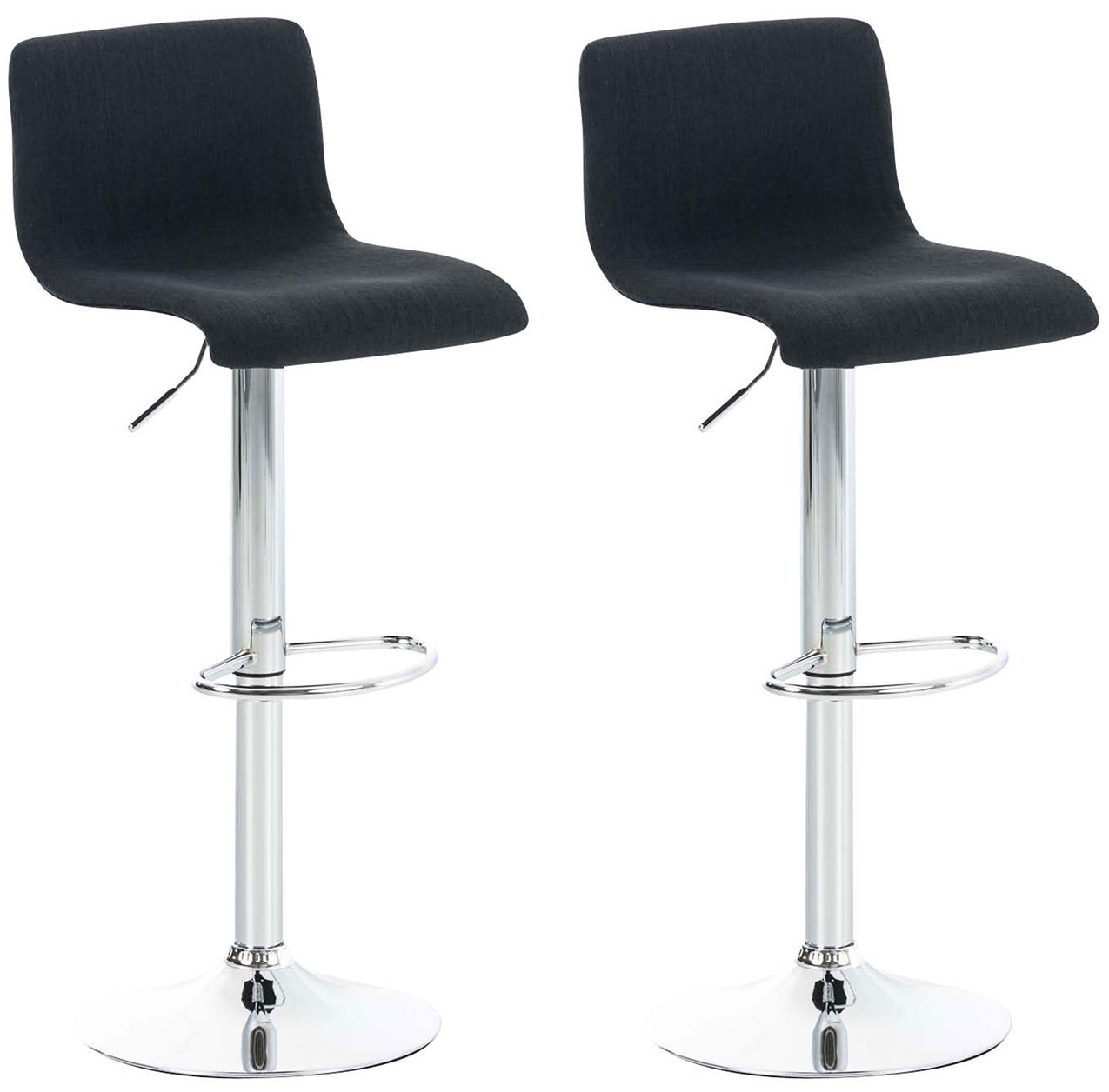 Lot 2 tabourets de bar Hover tissu hauteur réglable Piètement Métal chromé