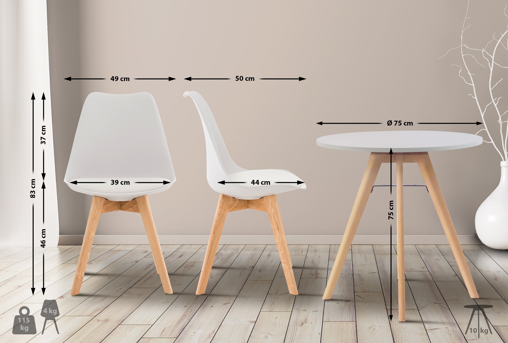 Ensemble de salle à manger Livik Ø 75 cm