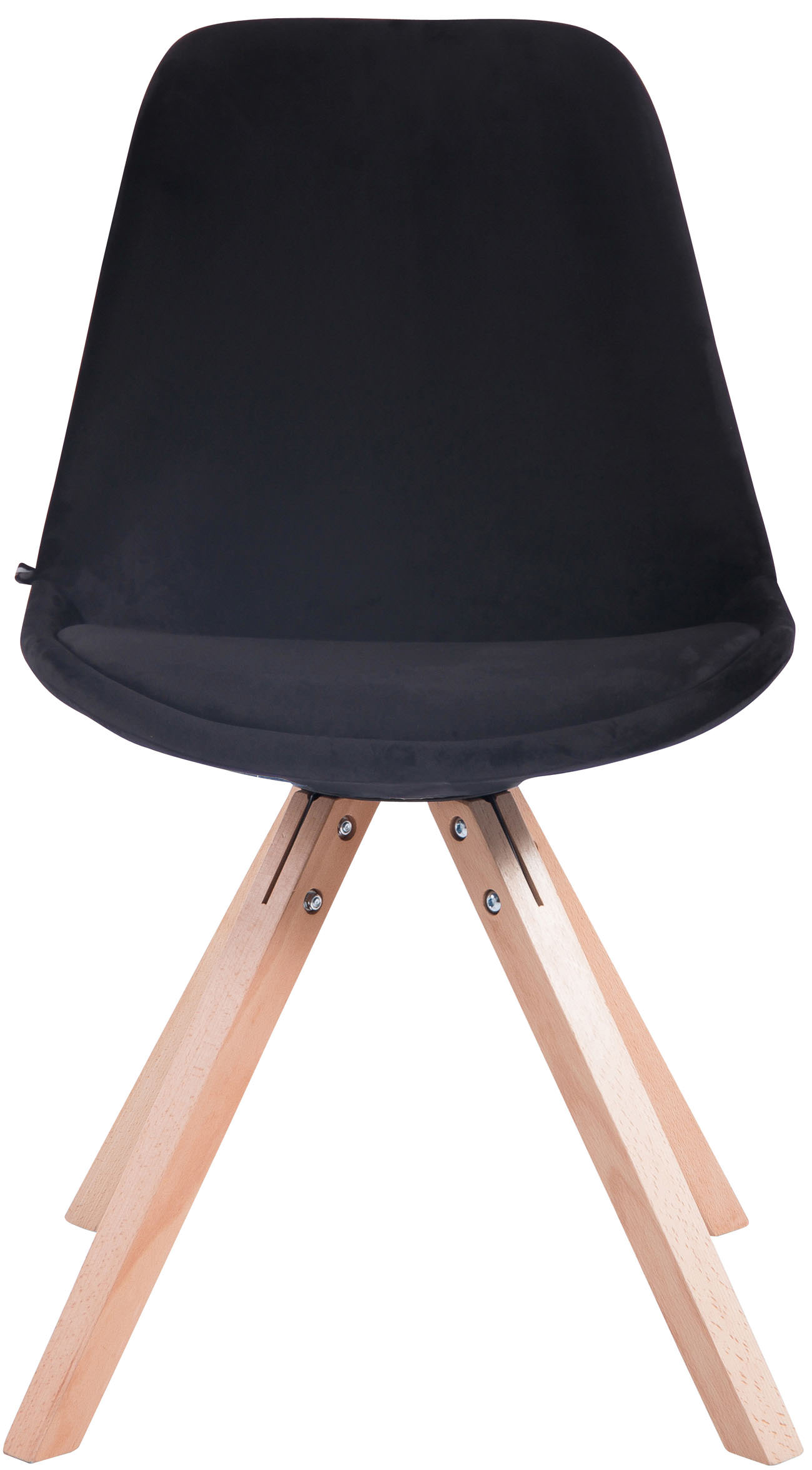 Lot de 4 Chaises de salle à manger Toulouse Velours Pieds carrés bois
