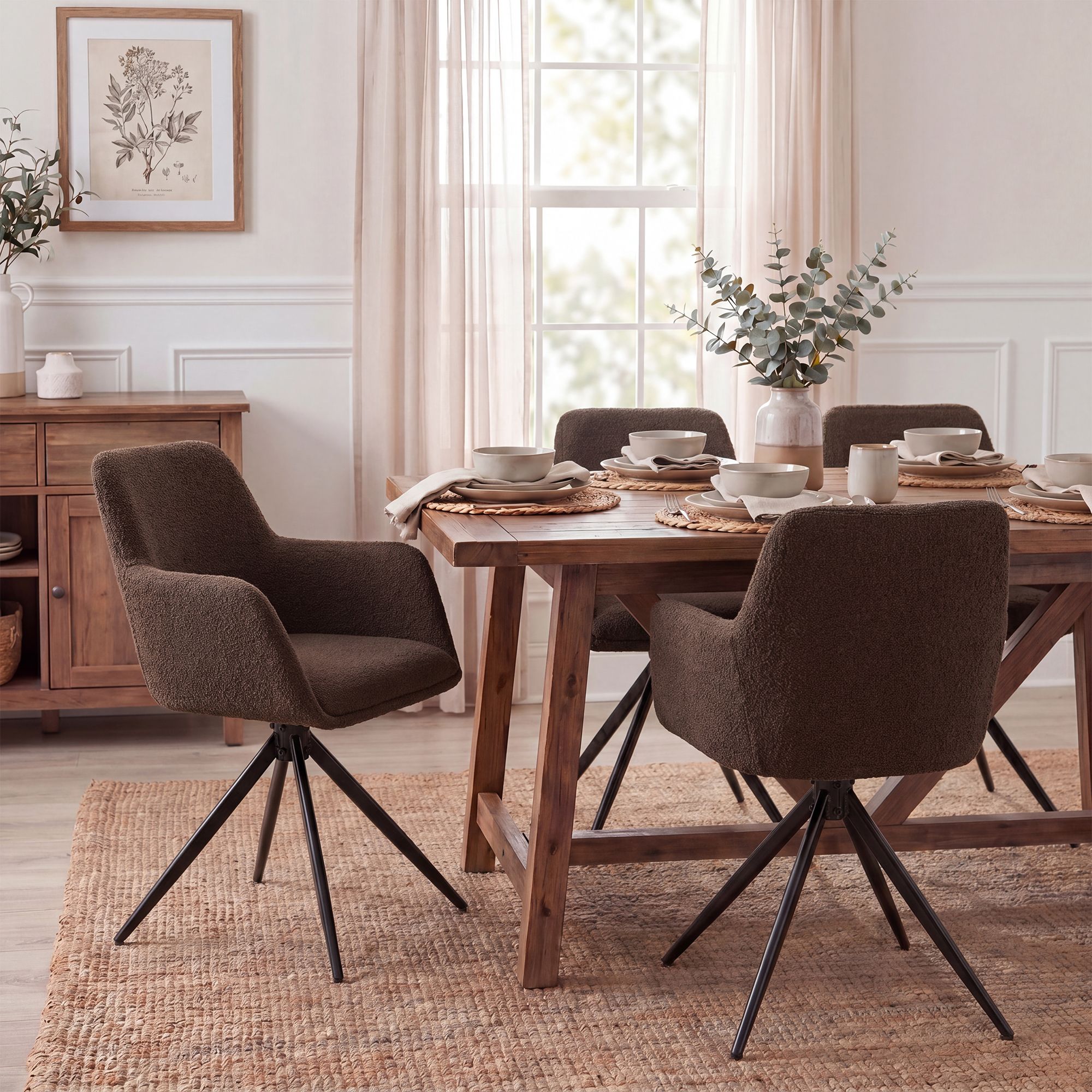 Chaise de salle à manger Olema en tissu bouclette