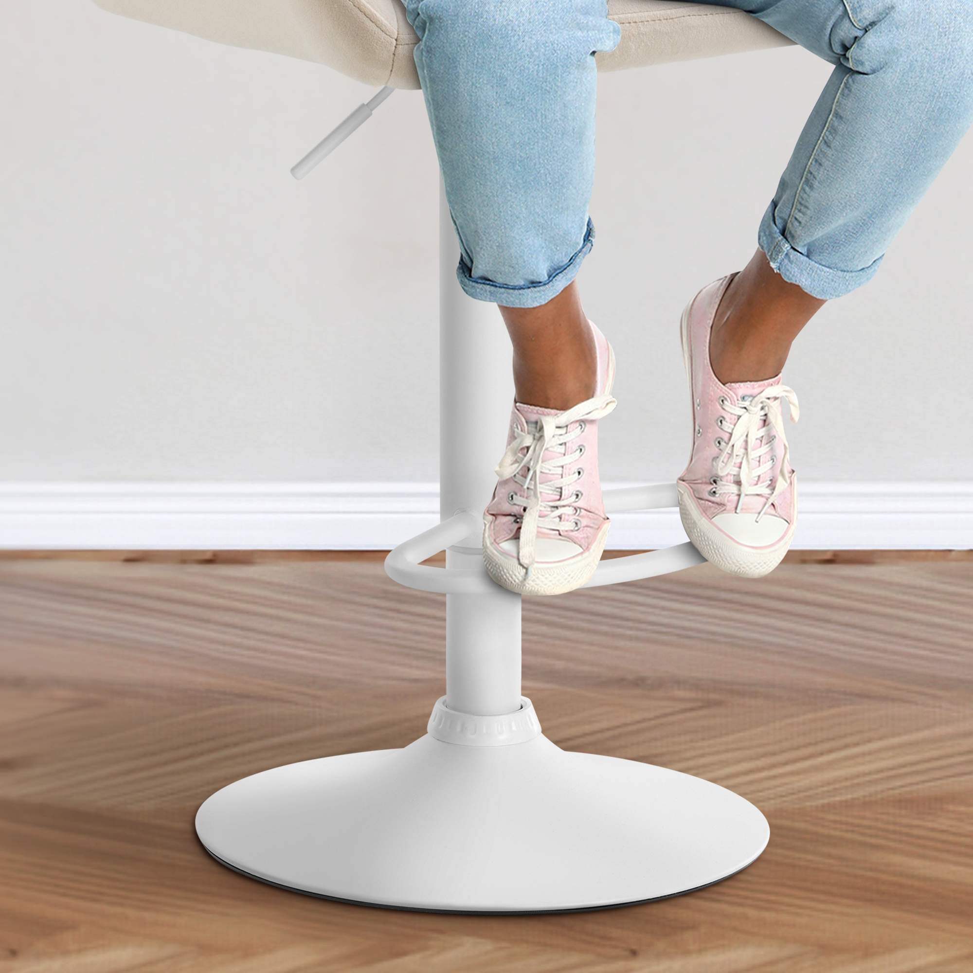Tabouret de bar Braga Velours avec pied en métal réglable et pivotant