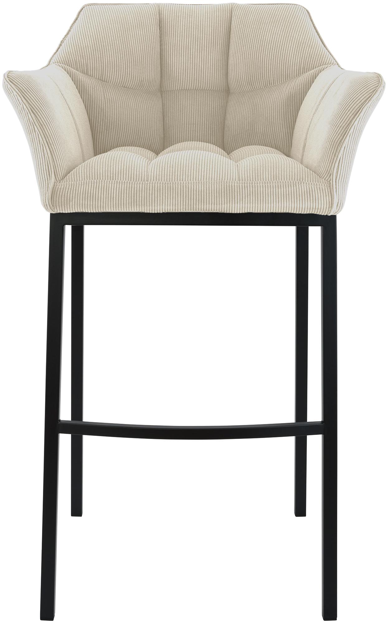 Tabouret de Bar Damaso en Velours Côtelé avec Piétement à Quatre Pieds