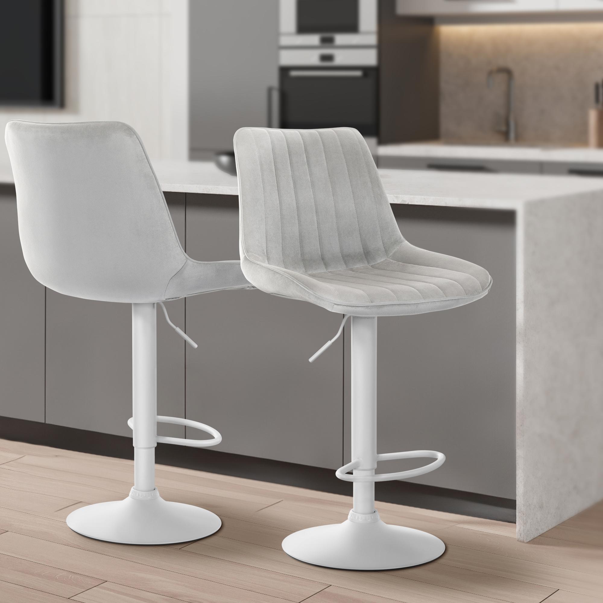 Tabouret de bar Toni en Velours Pied trompette en Métal