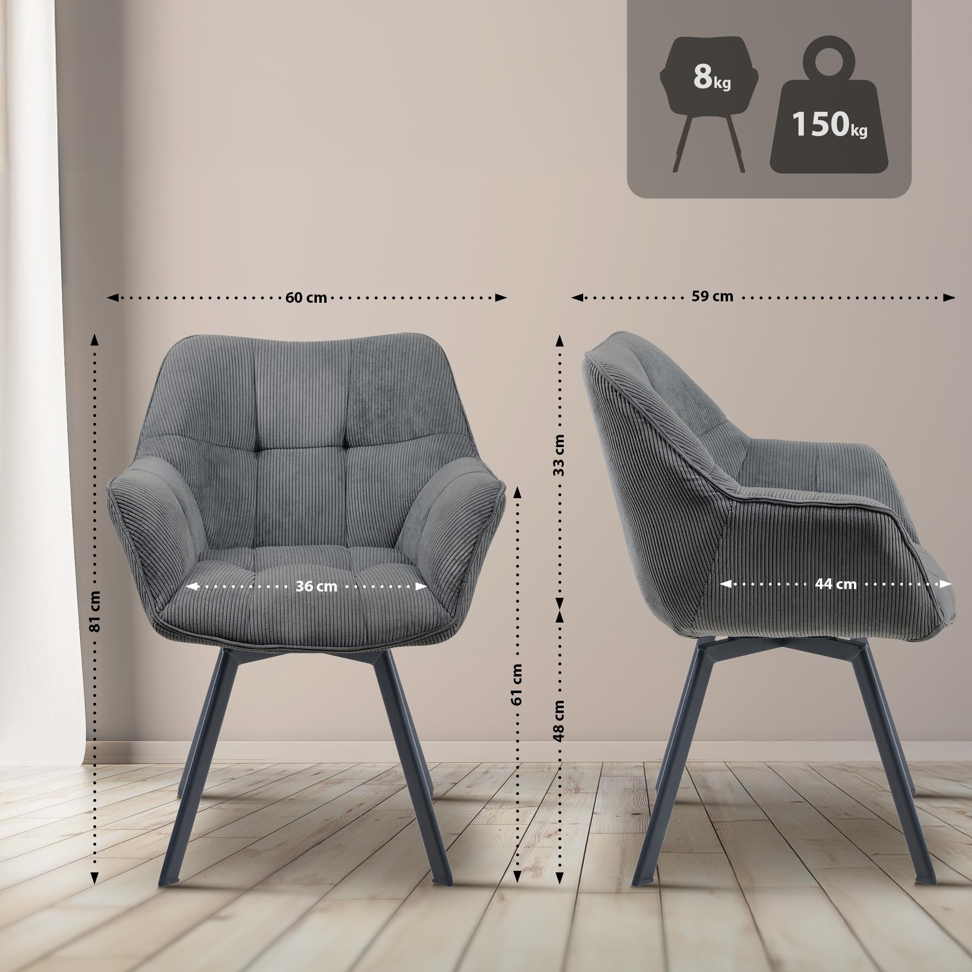 Chaise de salle à manger Jordi Cord