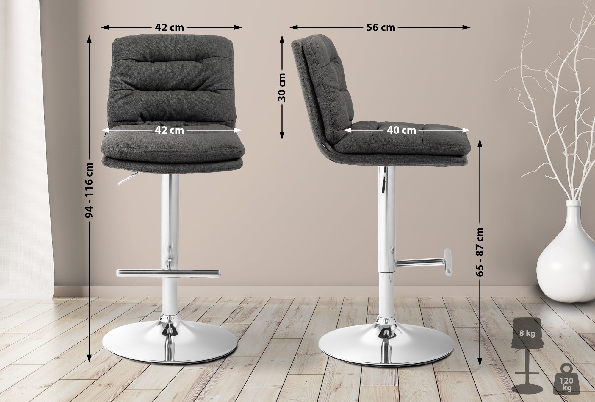Tabouret de bar Damar Tissu