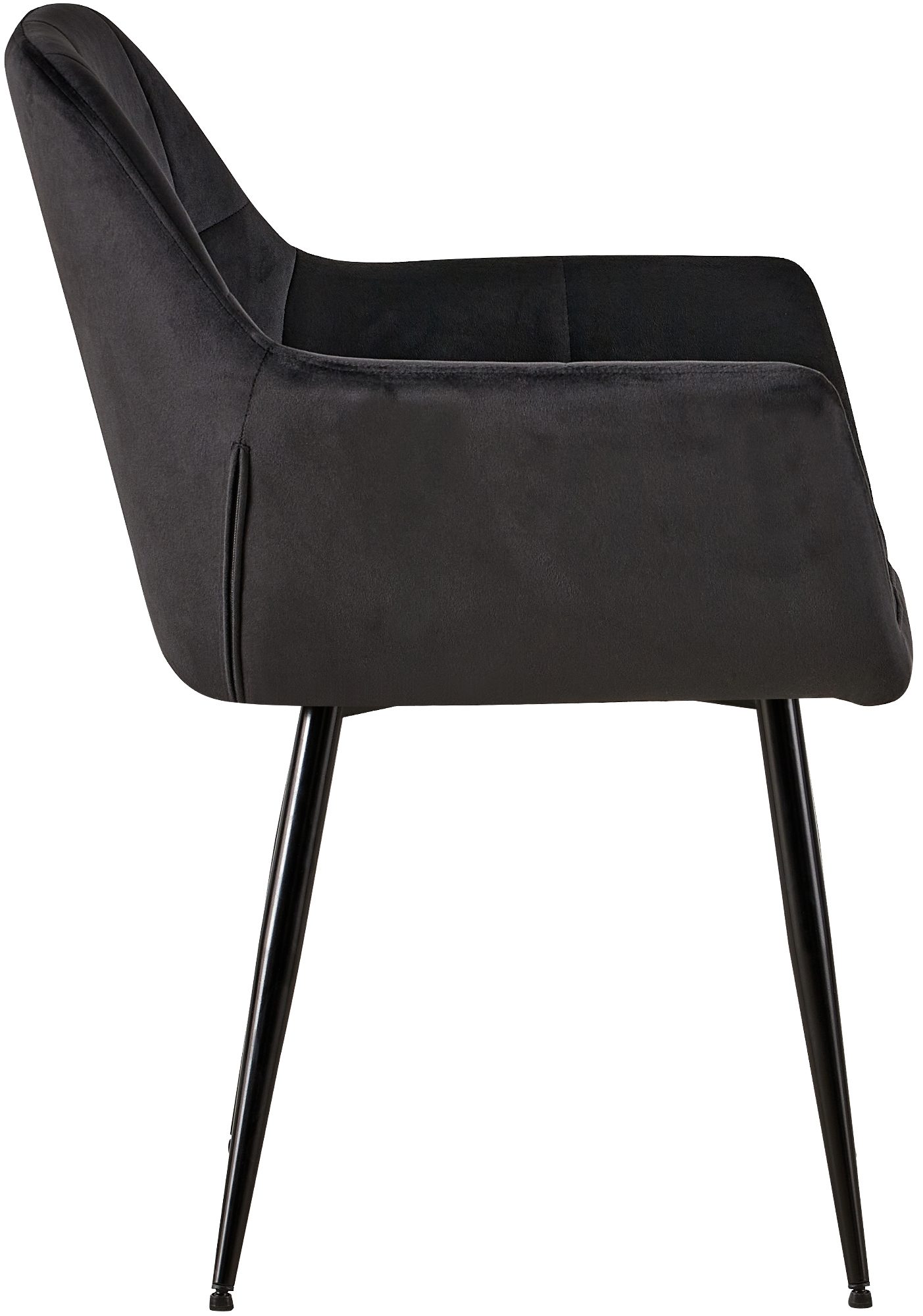 Lot de 4 Chaises de salle à manger Emia en Velours avec Piètement en Métal noir