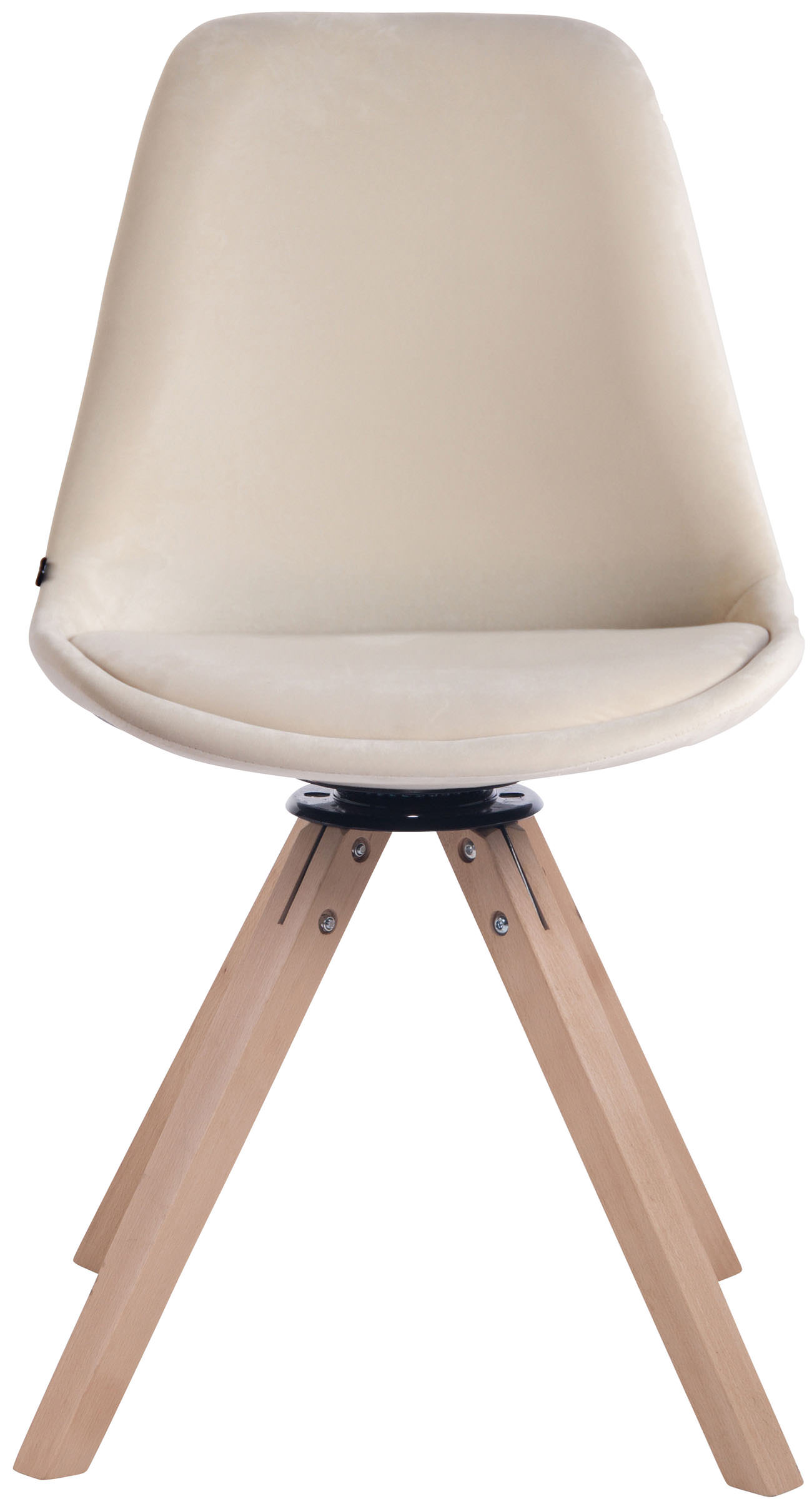 Chaise visiteur Troyes en velours avec piétement Carré en bois de hêtre ou de chêne