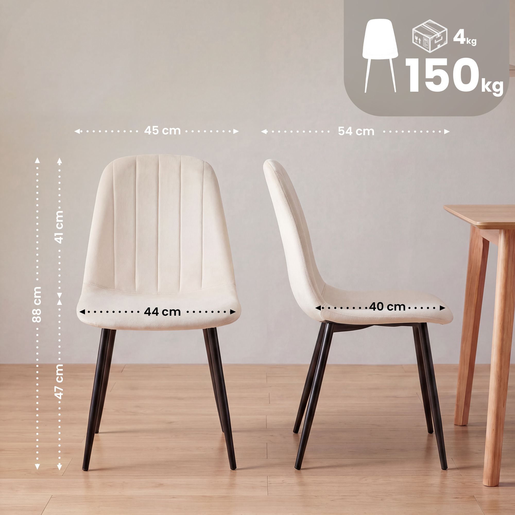 Lot de 4 chaises de salle a manger Baxter en velours
