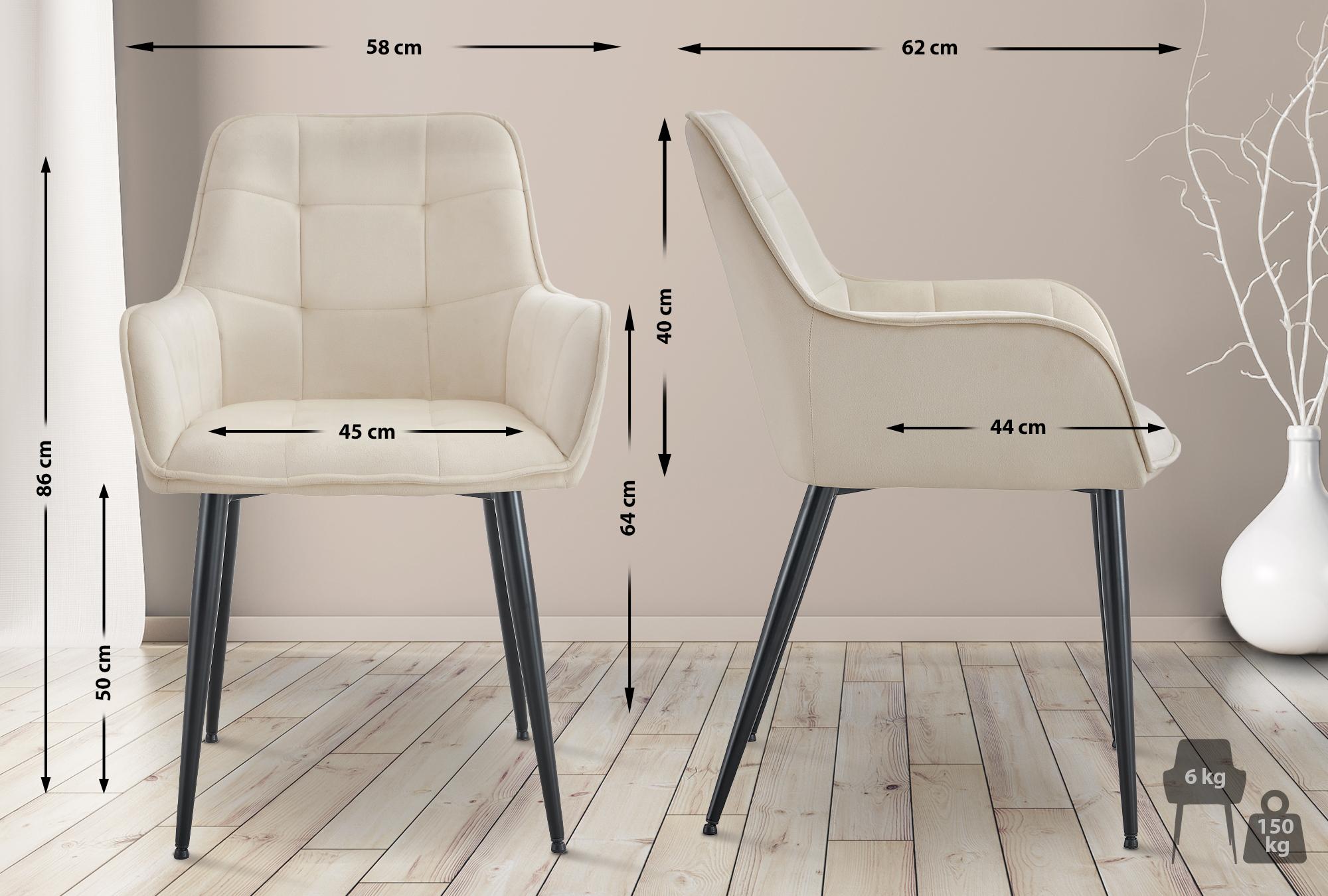 Lot de 2 chaises de salle à manger Ferndale velours
