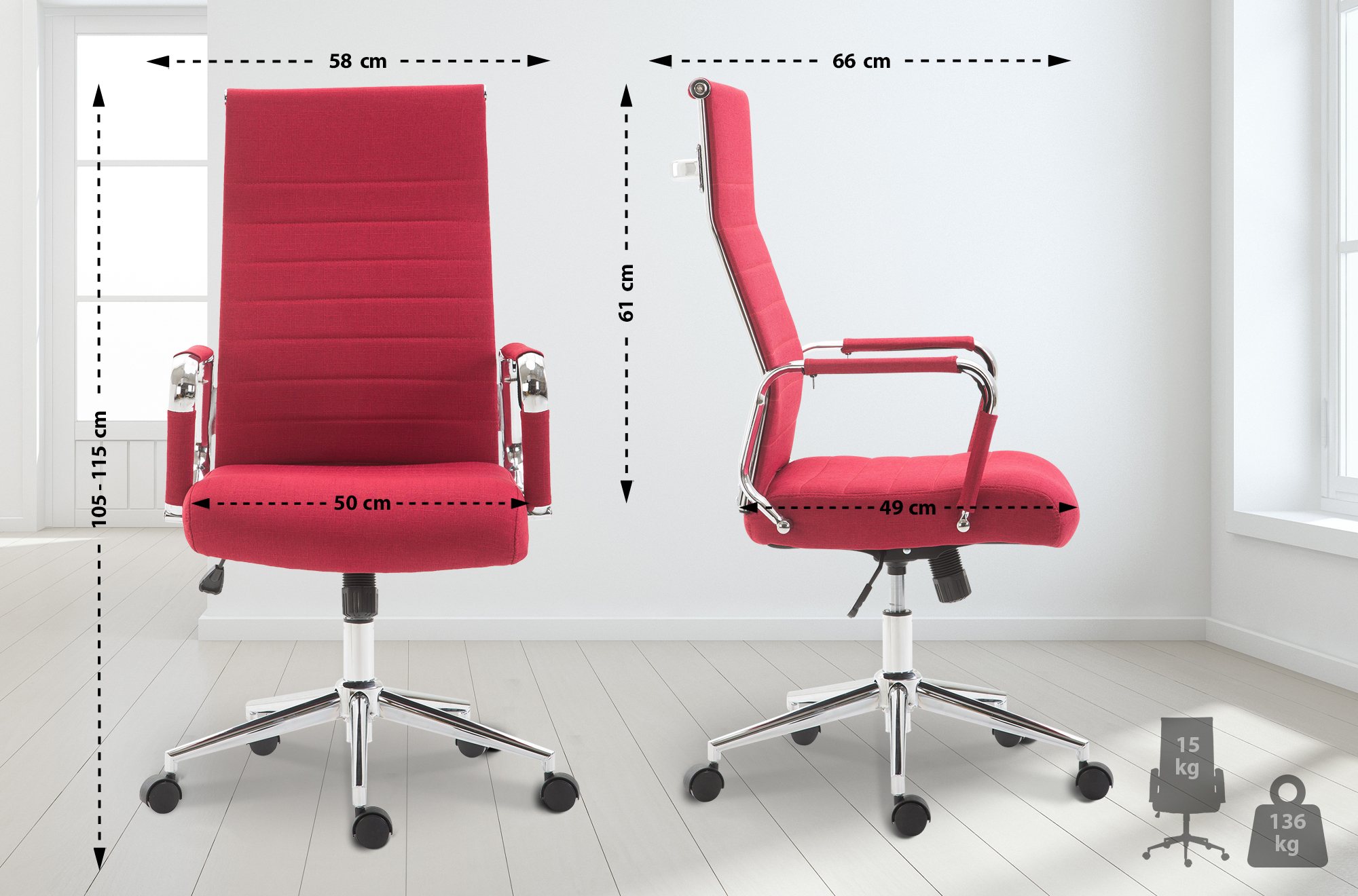 Fauteuil de bureau Kolumbus tissu