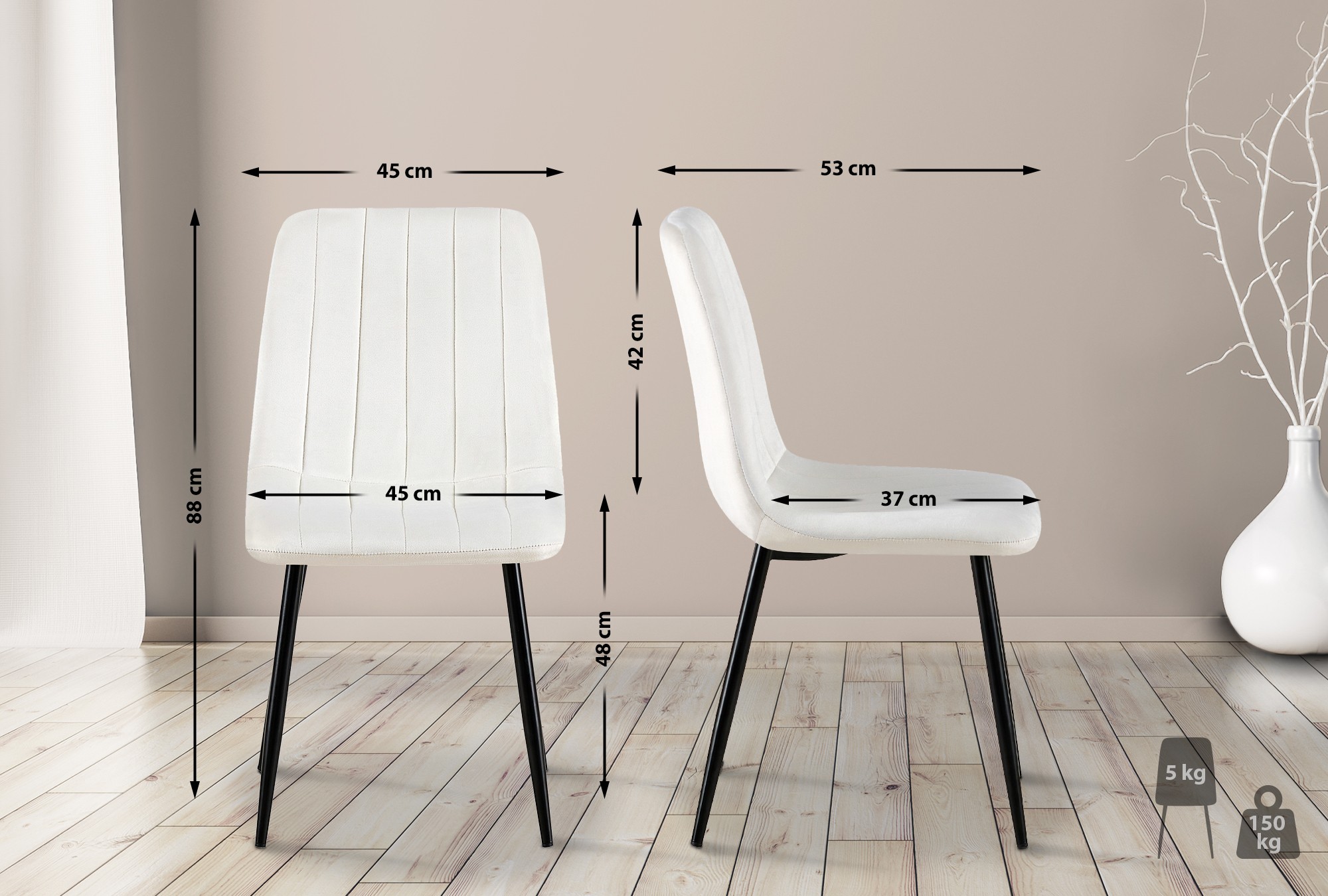 Chaise de salle à manger Dijon avec Piètement en métal noir