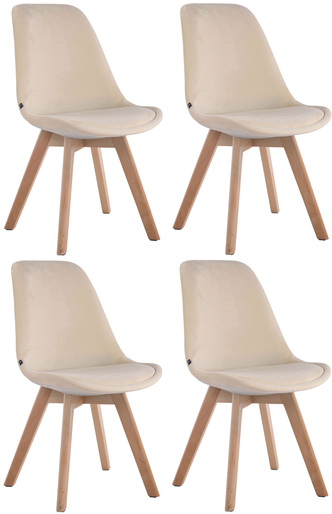Lot de 4 Chaises de salle à manger Borneo V2 en velours