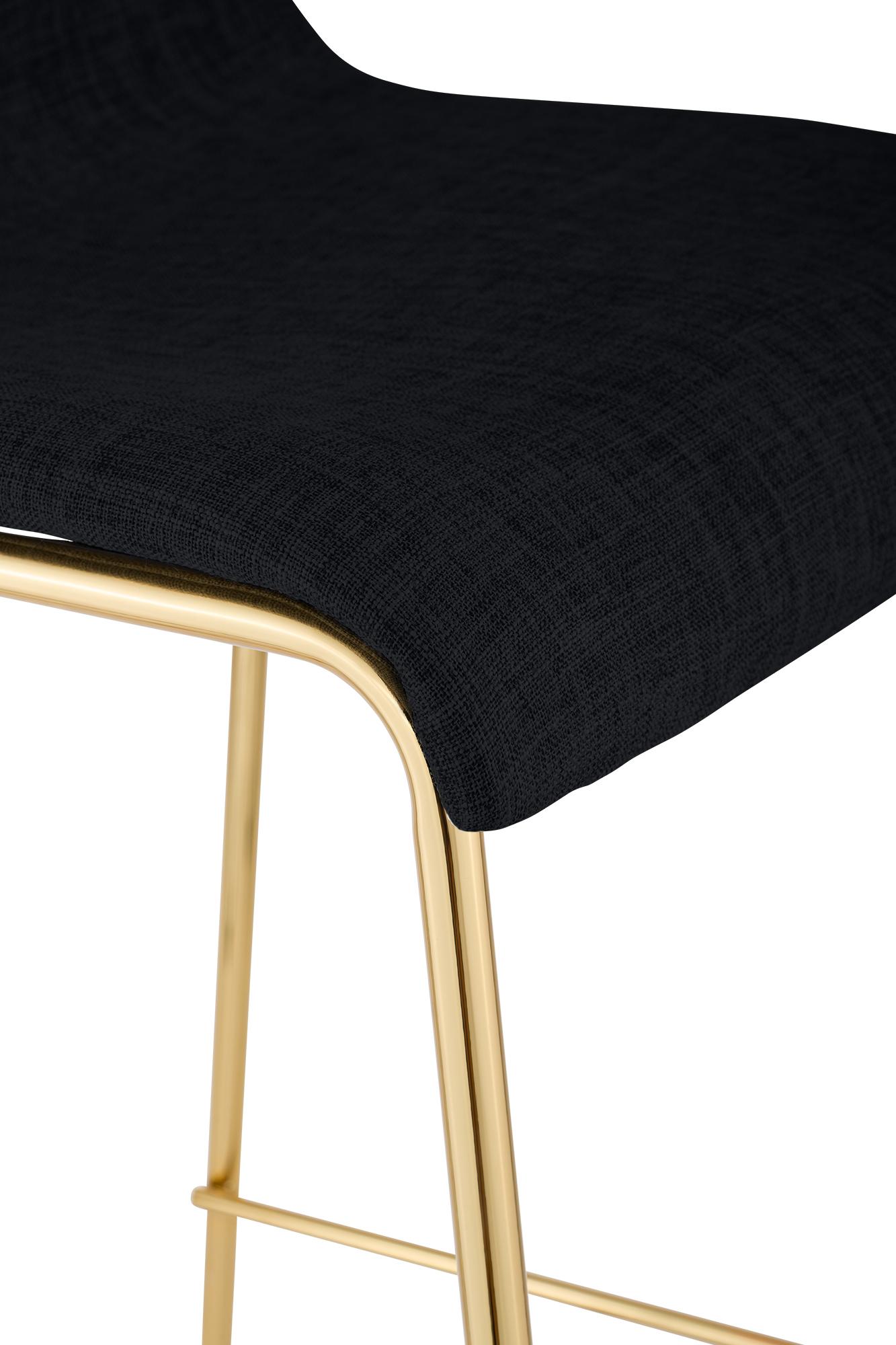 Lot de 2 Tabourets de bar Hover en tissu, piètement quatre pieds doré