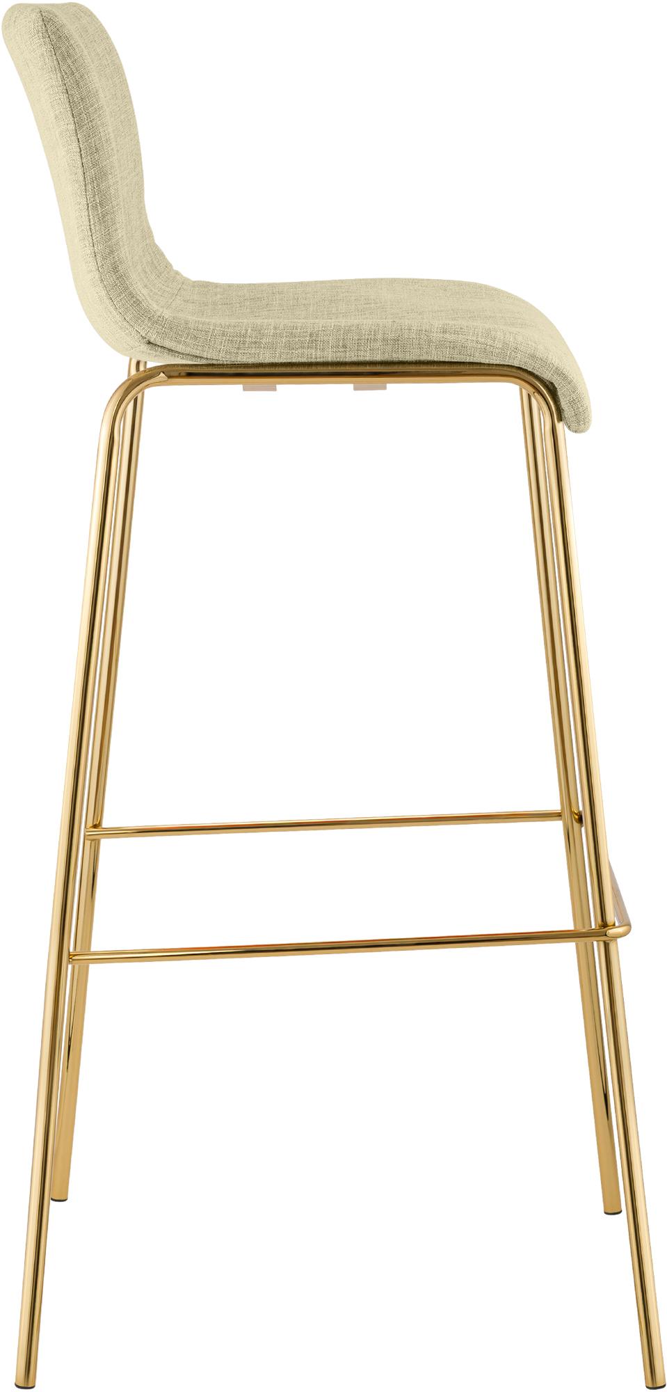 Lot de 2 Tabourets de bar Hover en tissu, piètement quatre pieds doré