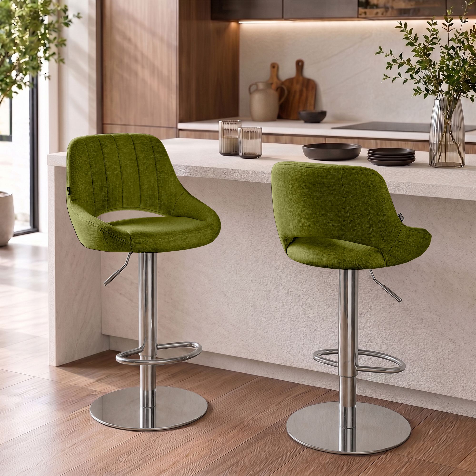 Lot de 2 tabourets de bar Milet chromés avec socles extra lourds