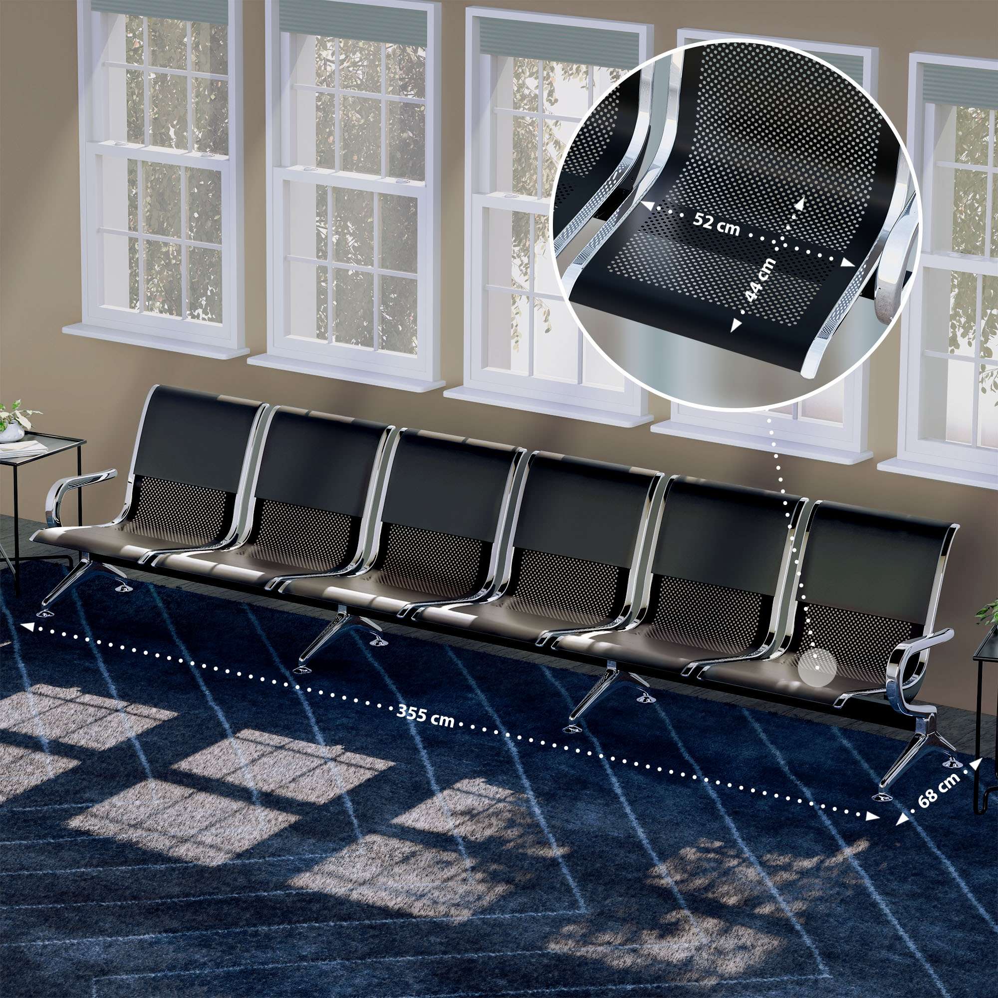 Banc d'attente 6 places Airport similicuir