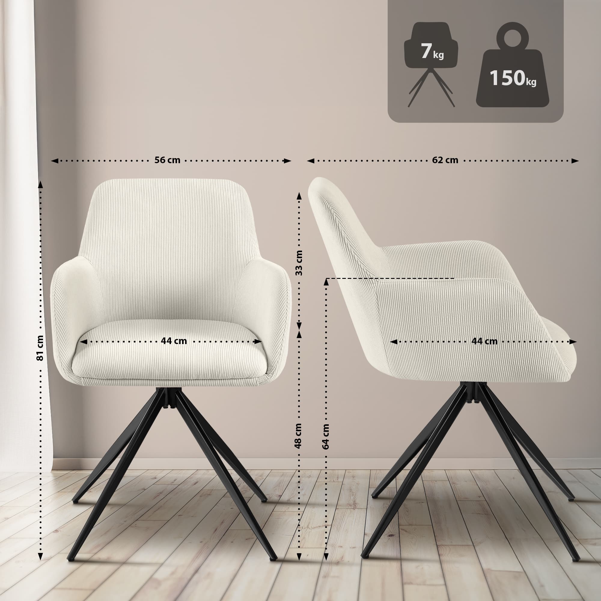 Chaise de salle à manger Olema Cord