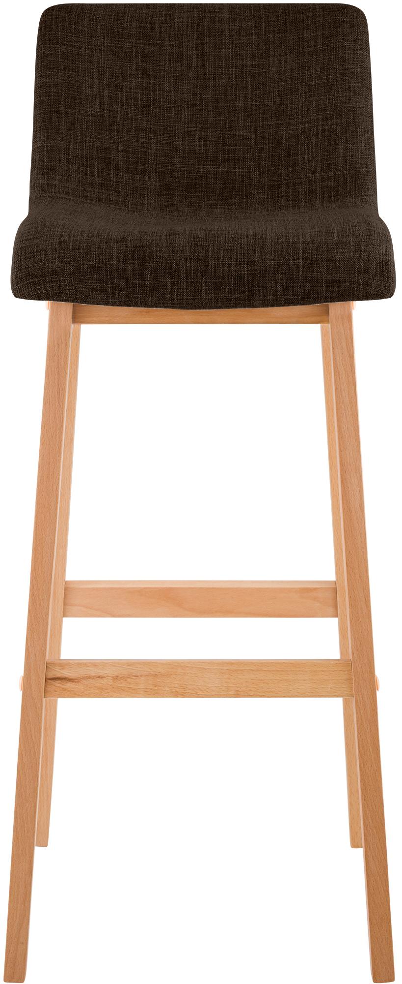 Lot de 2 tabourets de bar Hover en tissu, piètement à quatre pieds en bois naturel