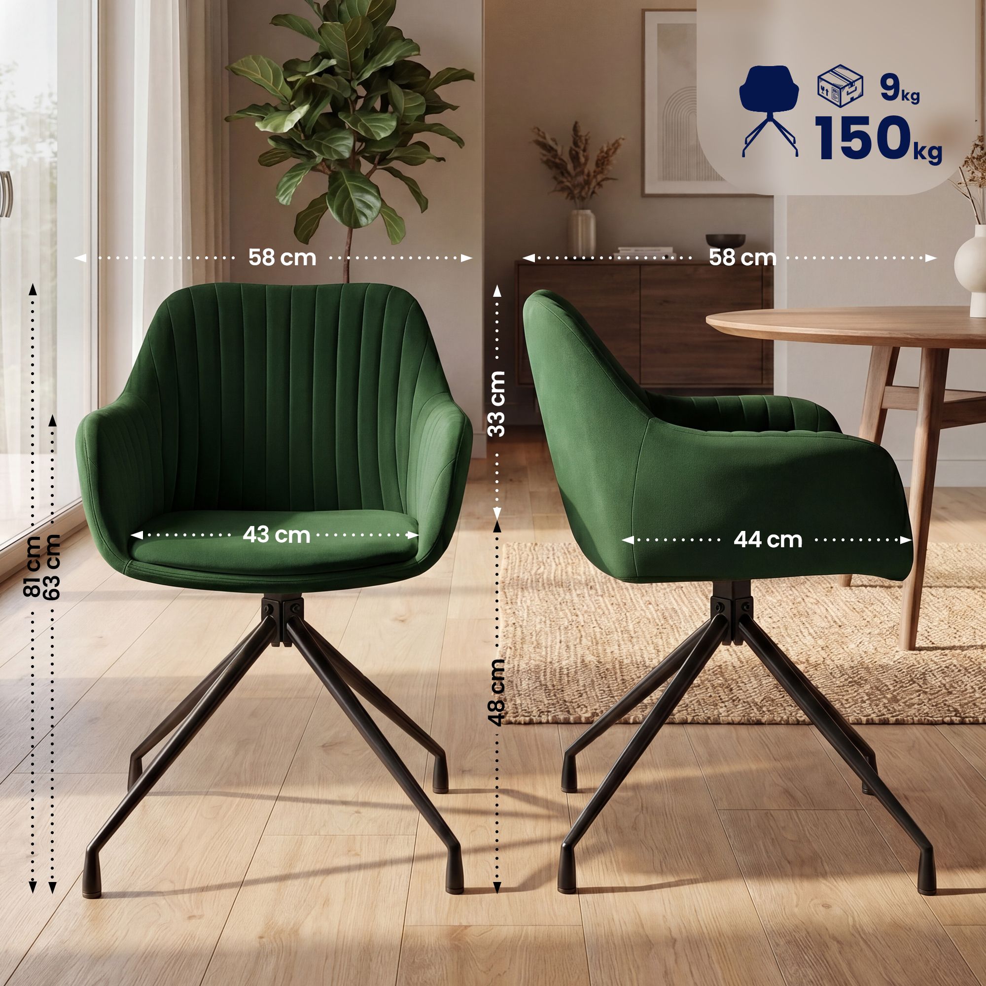 Lot de 2 chaises de salle a manger Novanis