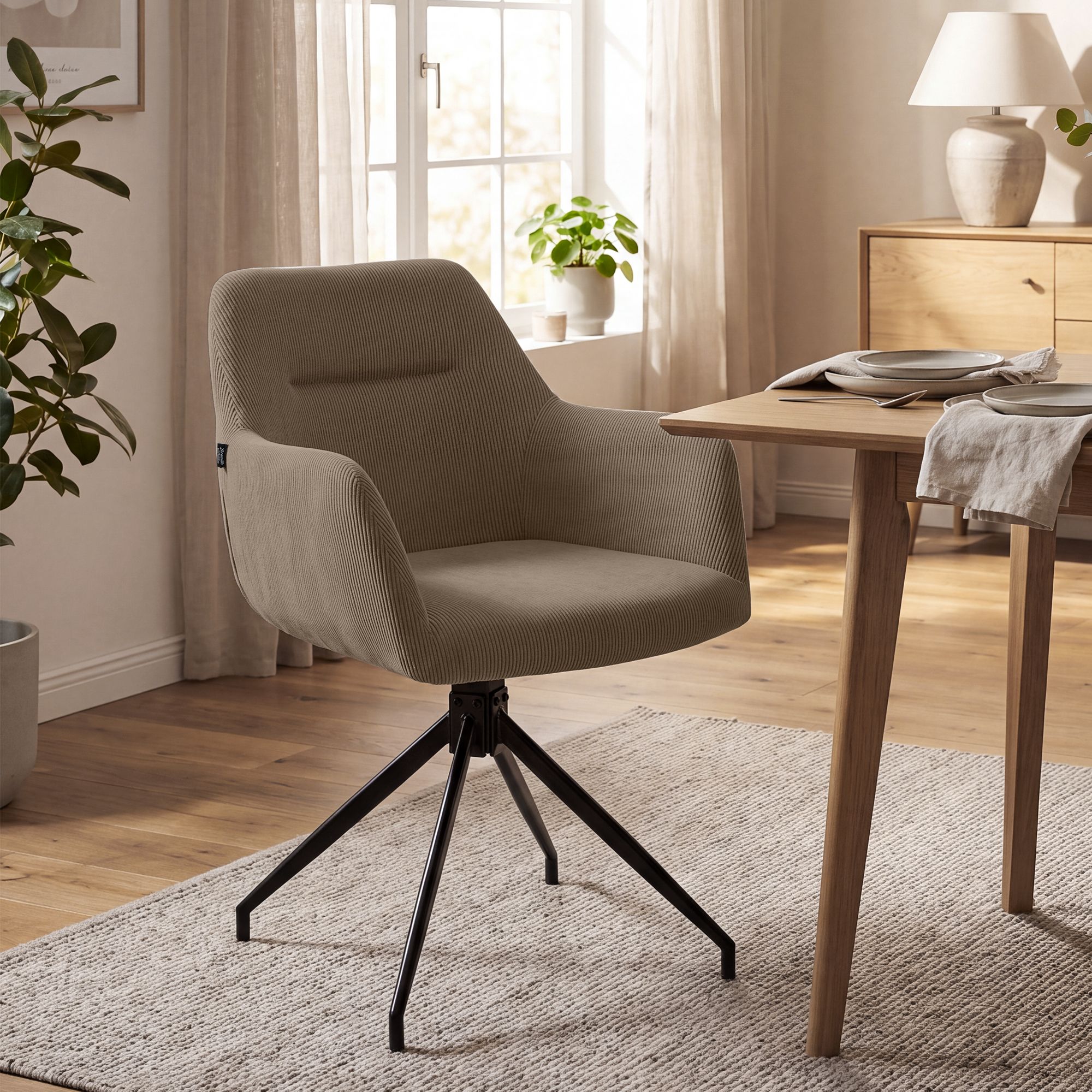 Chaise de salle à manger Merlinda en velours côtelé