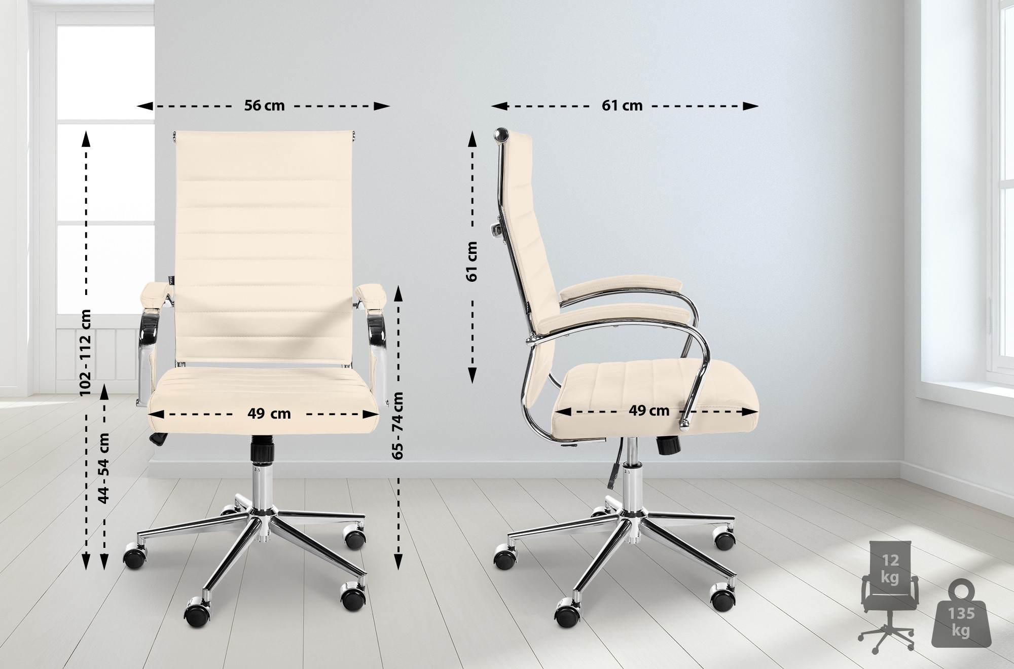 Chaise de bureau Mollis cuir véritable