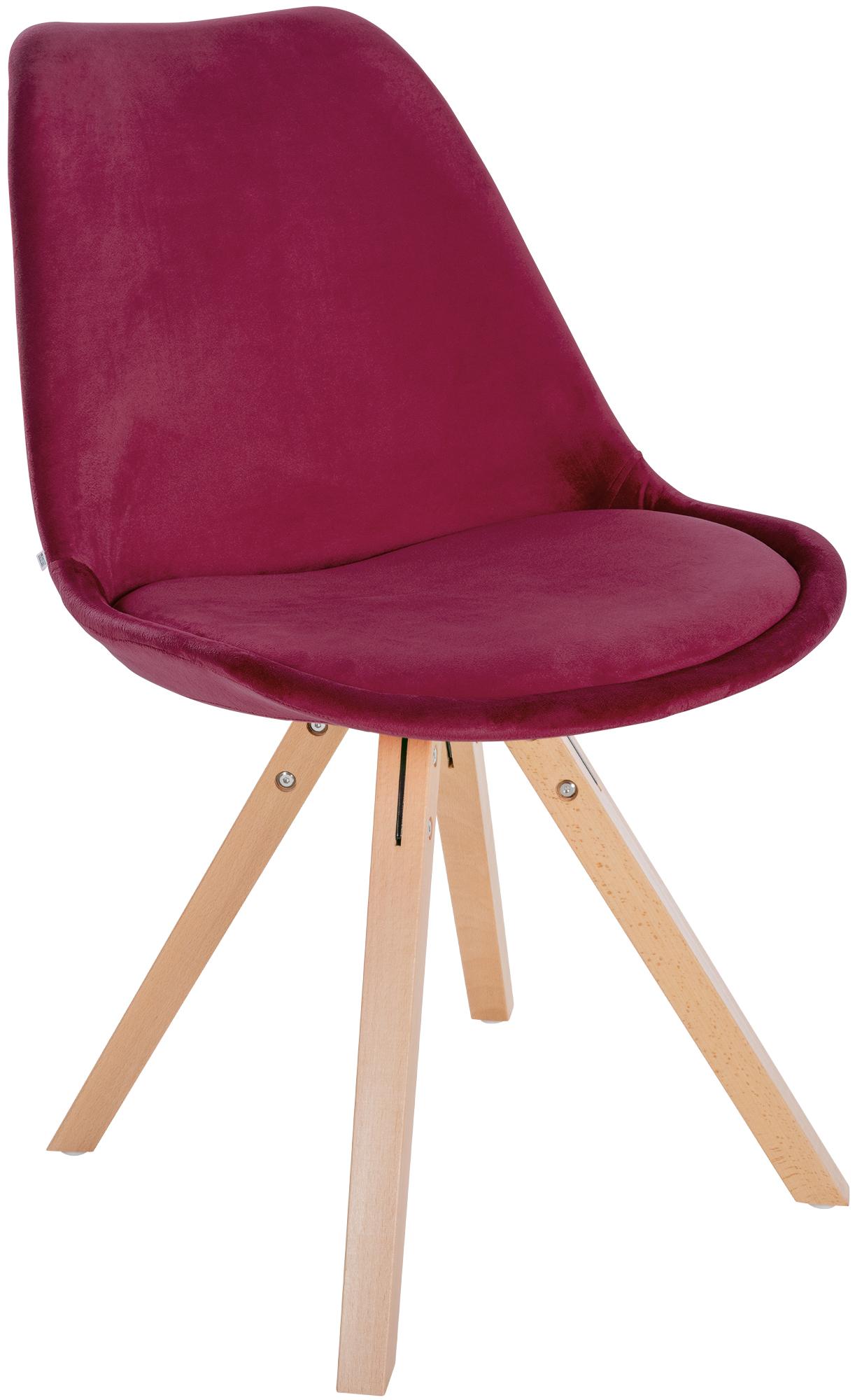 Lot de 4 chaises de salle à manger Sofia en velours Pieds en bois